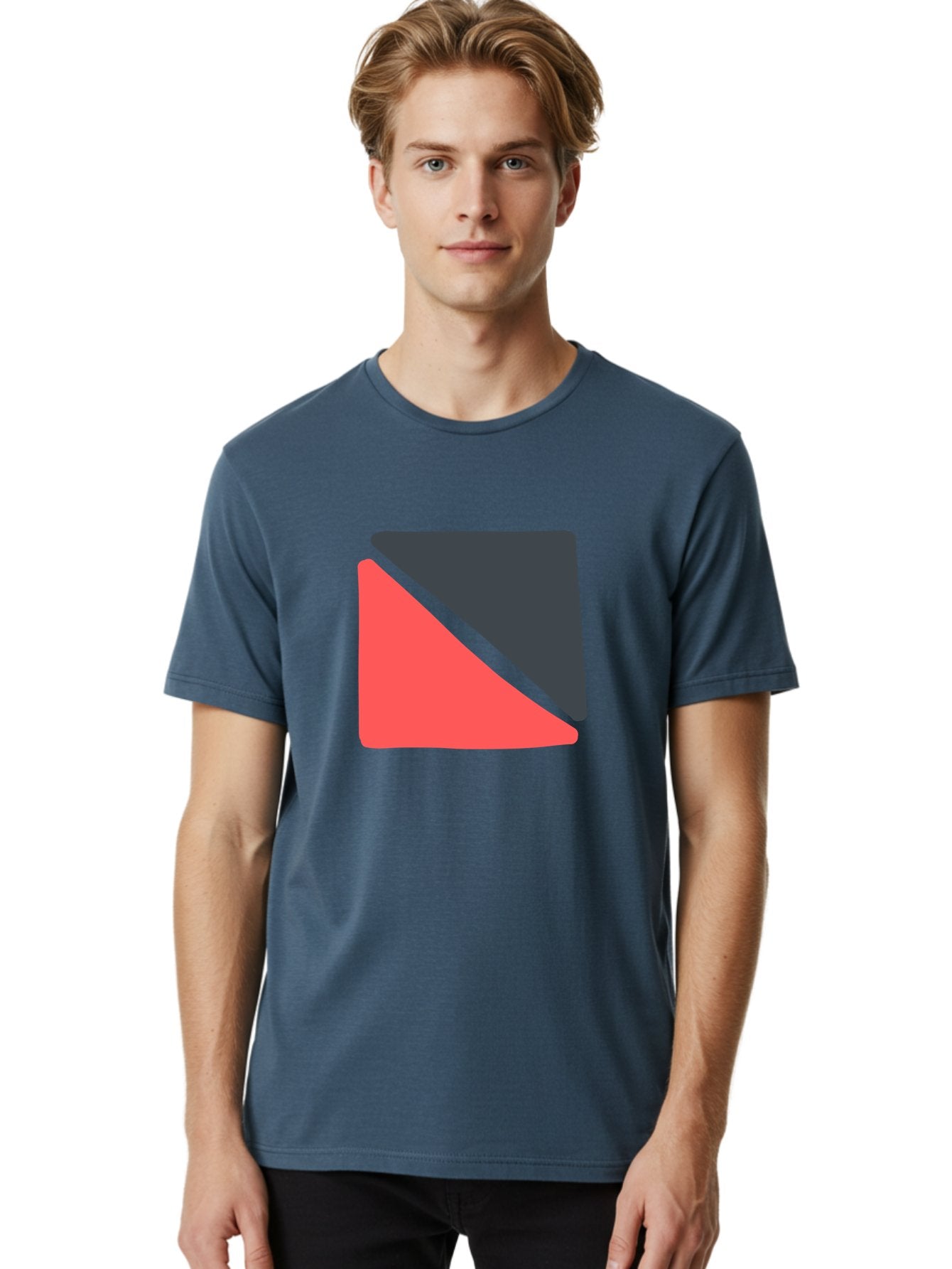 Red-Black-Square Men'S Graphic Tee, 100% Cotton, Comfortable Casual Summer Wear, Machine Washable, Abstract Geometric Shape, Red And Black Trapezoid, Modern Design Elements, Graphic Design Inspiration, Bold Color Combination, Minimalist Art Aab780 26
