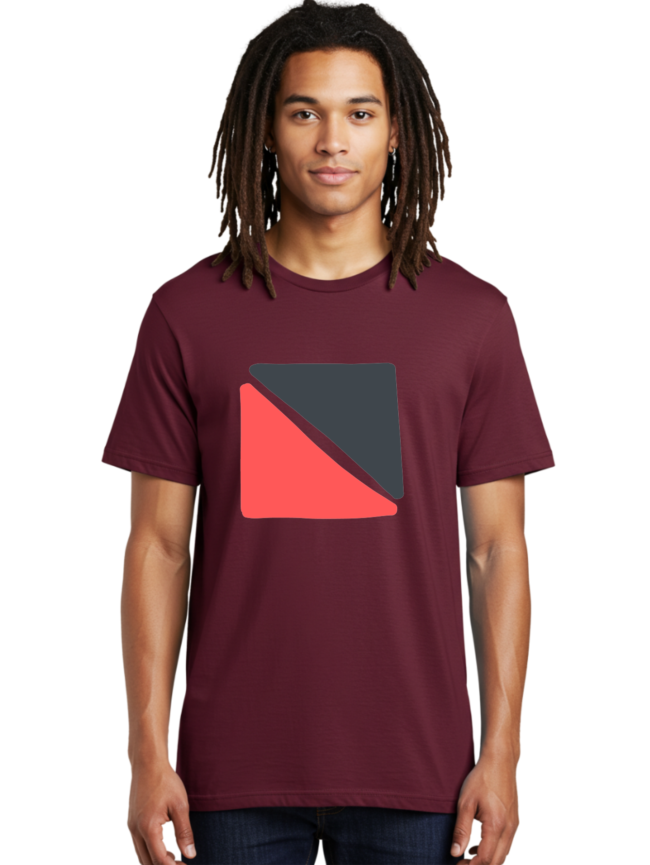 Red-Black-Square Men'S Graphic Tee, 100% Cotton, Comfortable Casual Summer Wear, Machine Washable, Abstract Geometric Shape, Red And Black Trapezoid, Modern Design Elements, Graphic Design Inspiration, Bold Color Combination, Minimalist Art Aab780 28