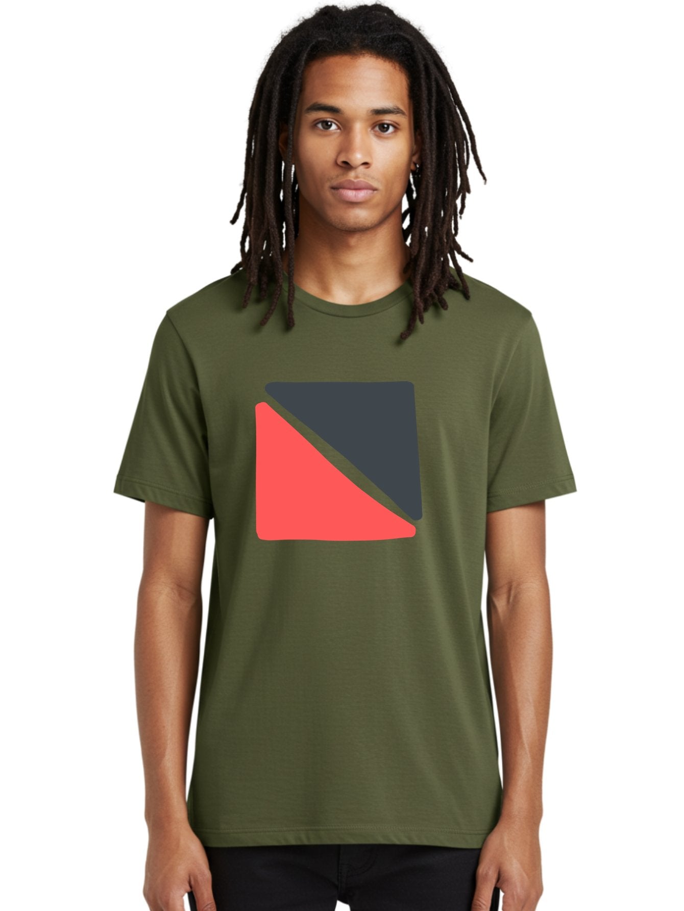 Red-Black-Square Men'S Graphic Tee, 100% Cotton, Comfortable Casual Summer Wear, Machine Washable, Abstract Geometric Shape, Red And Black Trapezoid, Modern Design Elements, Graphic Design Inspiration, Bold Color Combination, Minimalist Art Aab780 19