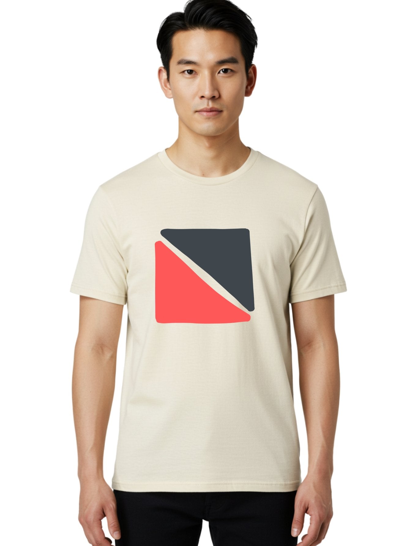 Red-Black-Square Men'S Graphic Tee, 100% Cotton, Comfortable Casual Summer Wear, Machine Washable, Abstract Geometric Shape, Red And Black Trapezoid, Modern Design Elements, Graphic Design Inspiration, Bold Color Combination, Minimalist Art Aab780 20
