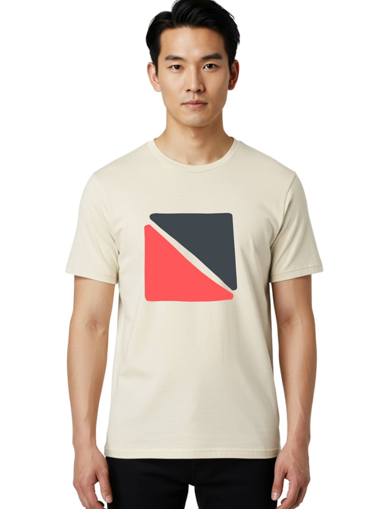 Red-Black-Square Men'S Graphic Tee, 100% Cotton, Comfortable Casual Summer Wear, Machine Washable, Abstract Geometric Shape, Red And Black Trapezoid, Modern Design Elements, Graphic Design Inspiration, Bold Color Combination, Minimalist Art Aab780 30