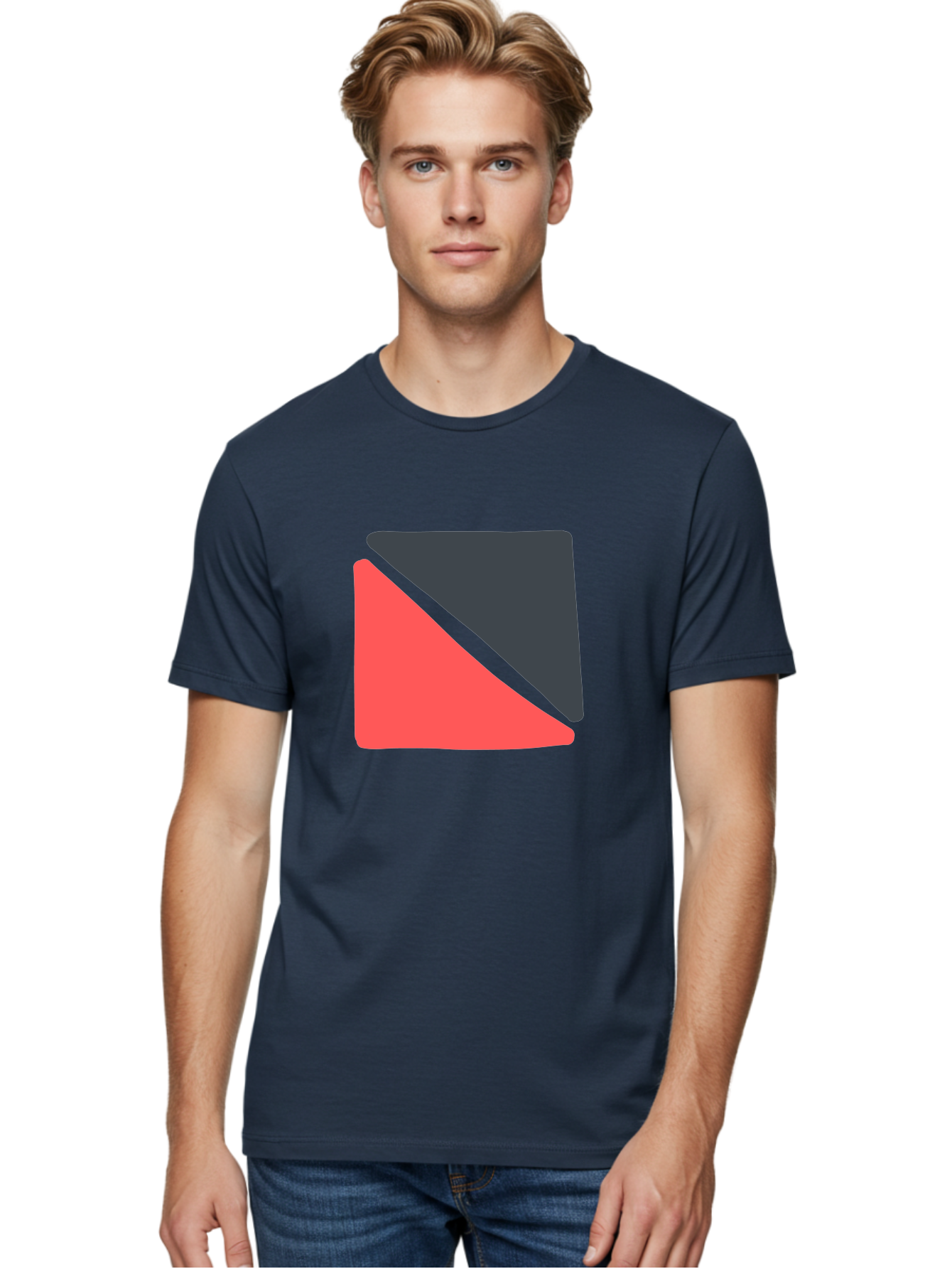 Red-Black-Square Men'S Graphic Tee, 100% Cotton, Comfortable Casual Summer Wear, Machine Washable, Abstract Geometric Shape, Red And Black Trapezoid, Modern Design Elements, Graphic Design Inspiration, Bold Color Combination, Minimalist Art Aab780 8