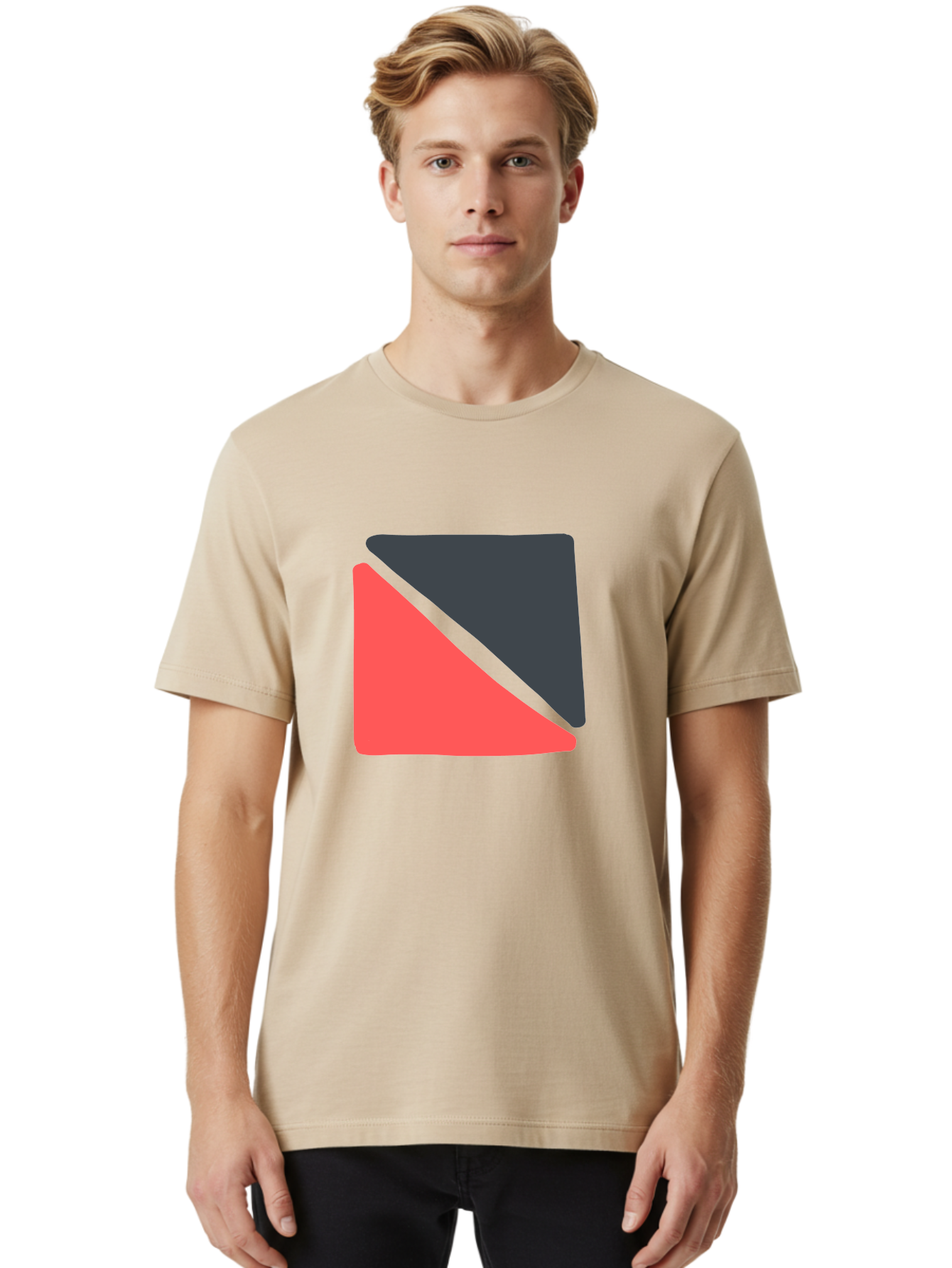 Red-Black-Square Men'S Graphic Tee, 100% Cotton, Comfortable Casual Summer Wear, Machine Washable, Abstract Geometric Shape, Red And Black Trapezoid, Modern Design Elements, Graphic Design Inspiration, Bold Color Combination, Minimalist Art Aab780 6