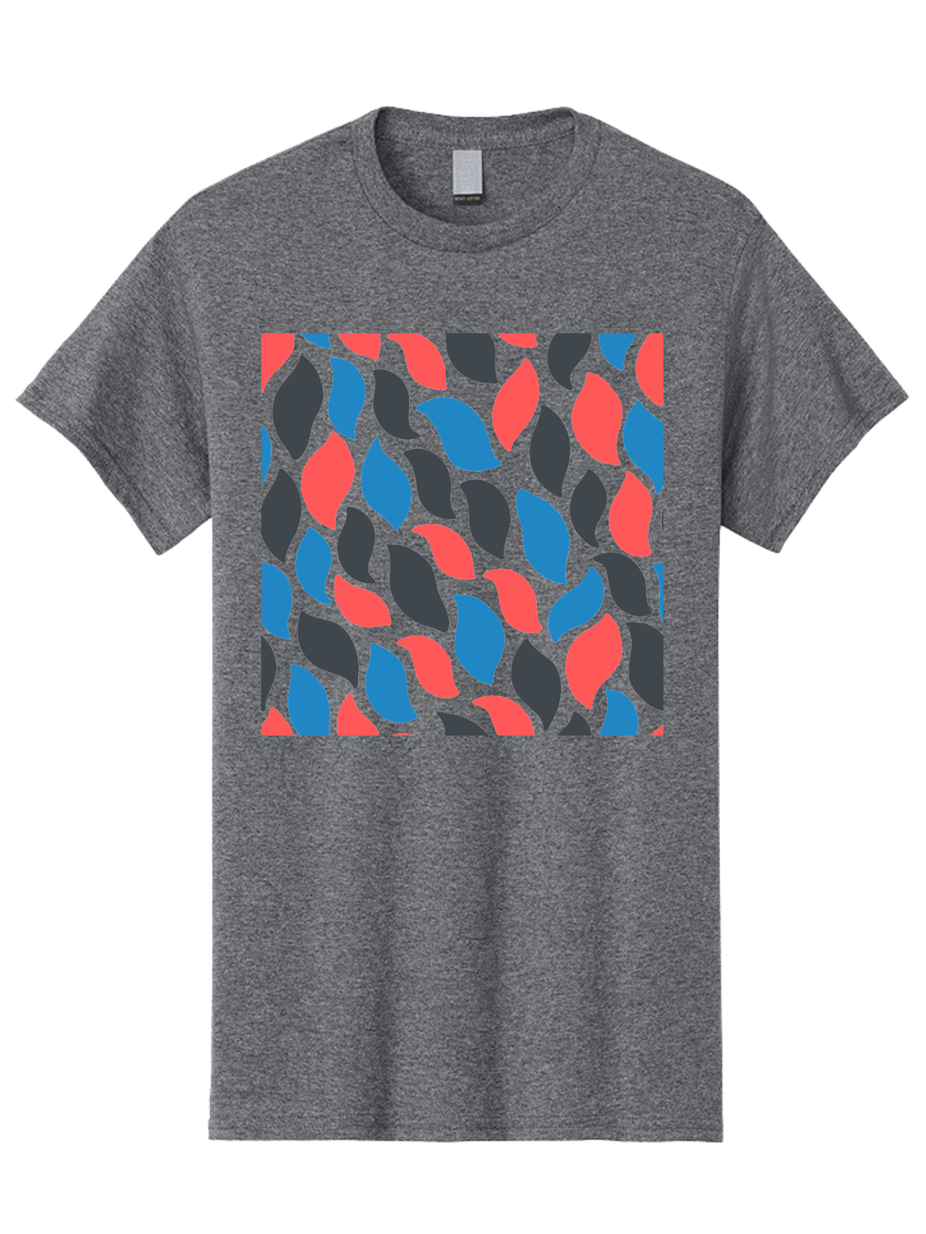 Red-Blue-Black-Leaves Men'S Graphic Tee, 100% Cotton, Comfortable Casual Summer Wear, Machine Washable, Colorful Leaf Pattern, Abstract Design, Red Blue Black Leaves, Vibrant Colors, Modern Art, Leaf Motif, Graphic Design, Creative Pattern, Aab781 5