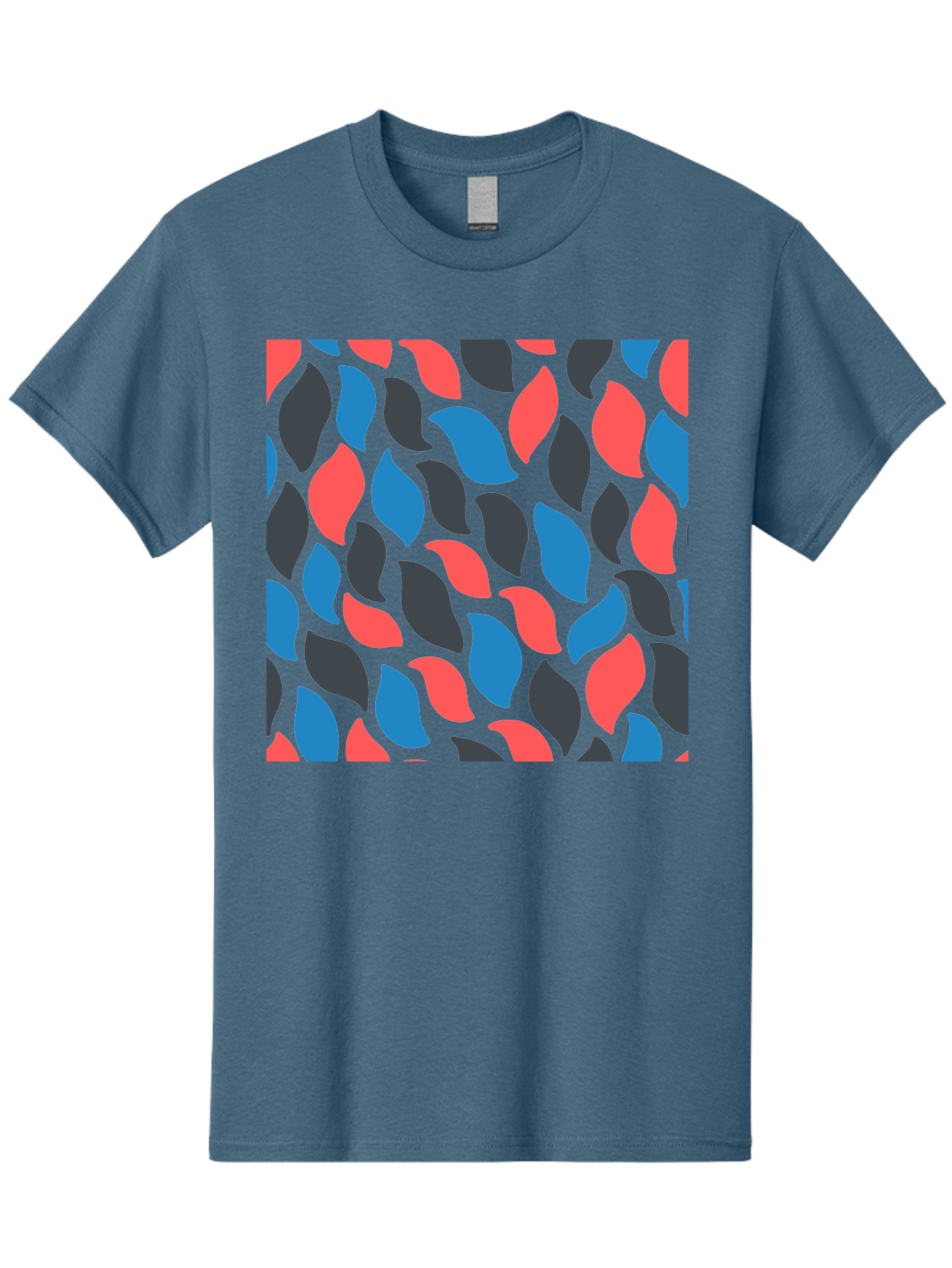 Red-Blue-Black-Leaves Men'S Graphic Tee, 100% Cotton, Comfortable Casual Summer Wear, Machine Washable, Colorful Leaf Pattern, Abstract Design, Red Blue Black Leaves, Vibrant Colors, Modern Art, Leaf Motif, Graphic Design, Creative Pattern, Aab781 29