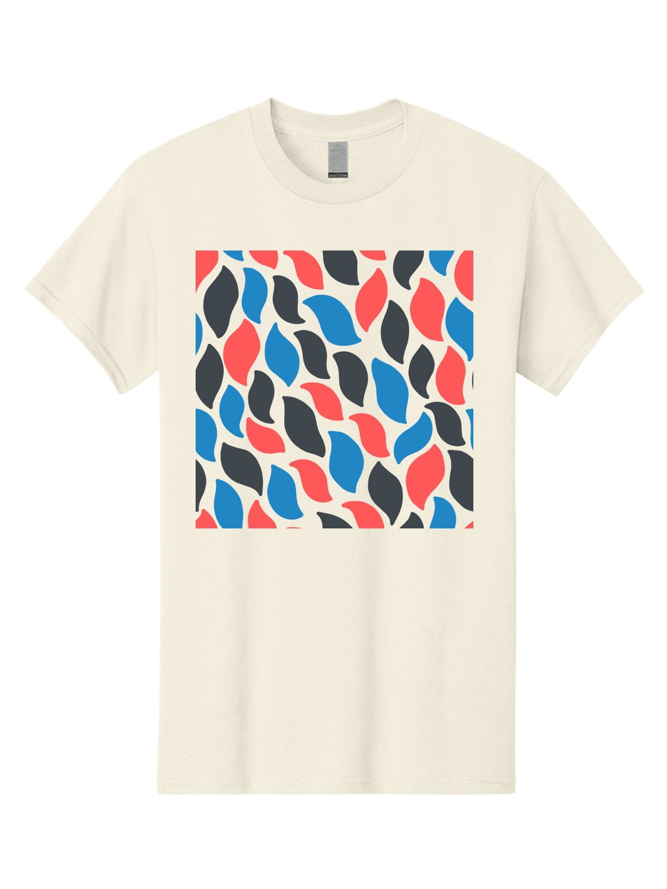 Red-Blue-Black-Leaves Men'S Graphic Tee, 100% Cotton, Comfortable Casual Summer Wear, Machine Washable, Colorful Leaf Pattern, Abstract Design, Red Blue Black Leaves, Vibrant Colors, Modern Art, Leaf Motif, Graphic Design, Creative Pattern, Aab781 6