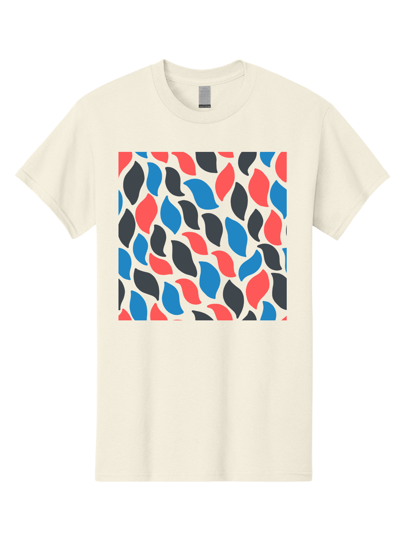 Red-Blue-Black-Leaves Men'S Graphic Tee, 100% Cotton, Comfortable Casual Summer Wear, Machine Washable, Colorful Leaf Pattern, Abstract Design, Red Blue Black Leaves, Vibrant Colors, Modern Art, Leaf Motif, Graphic Design, Creative Pattern, Aab781 13