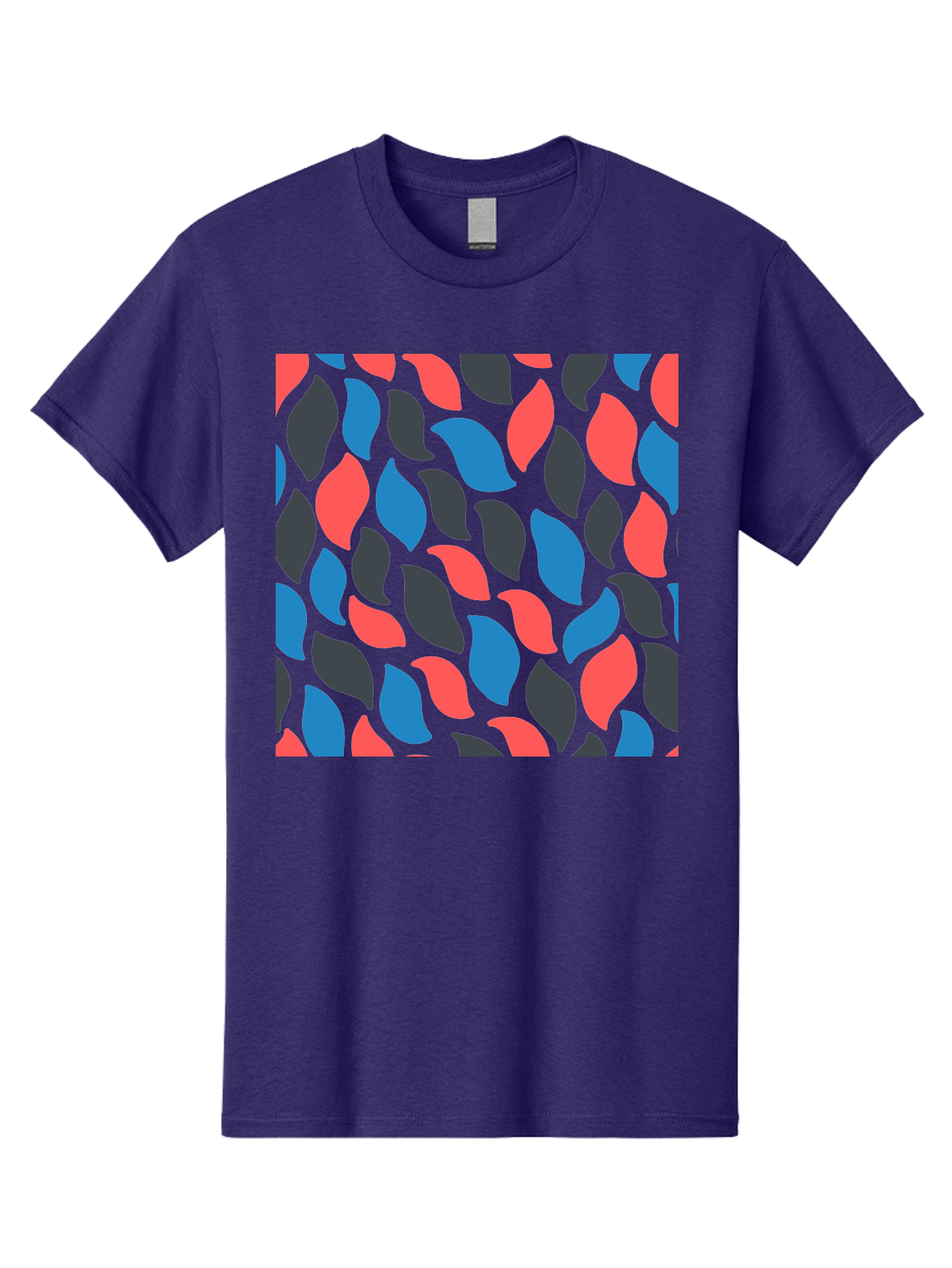 Red-Blue-Black-Leaves Men'S Graphic Tee, 100% Cotton, Comfortable Casual Summer Wear, Machine Washable, Colorful Leaf Pattern, Abstract Design, Red Blue Black Leaves, Vibrant Colors, Modern Art, Leaf Motif, Graphic Design, Creative Pattern, Aab781 19