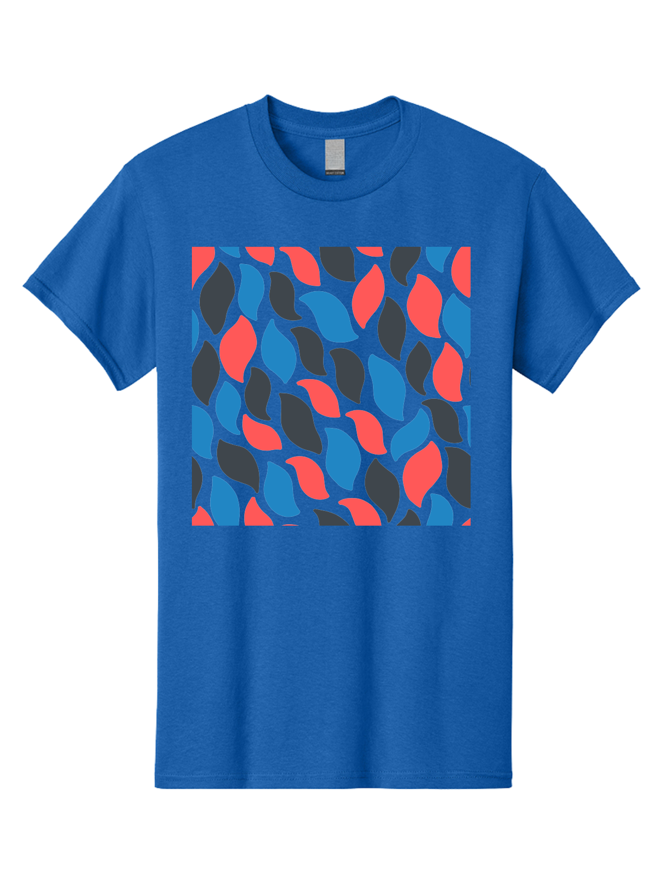 Red-Blue-Black-Leaves Men'S Graphic Tee, 100% Cotton, Comfortable Casual Summer Wear, Machine Washable, Colorful Leaf Pattern, Abstract Design, Red Blue Black Leaves, Vibrant Colors, Modern Art, Leaf Motif, Graphic Design, Creative Pattern, Aab781 17