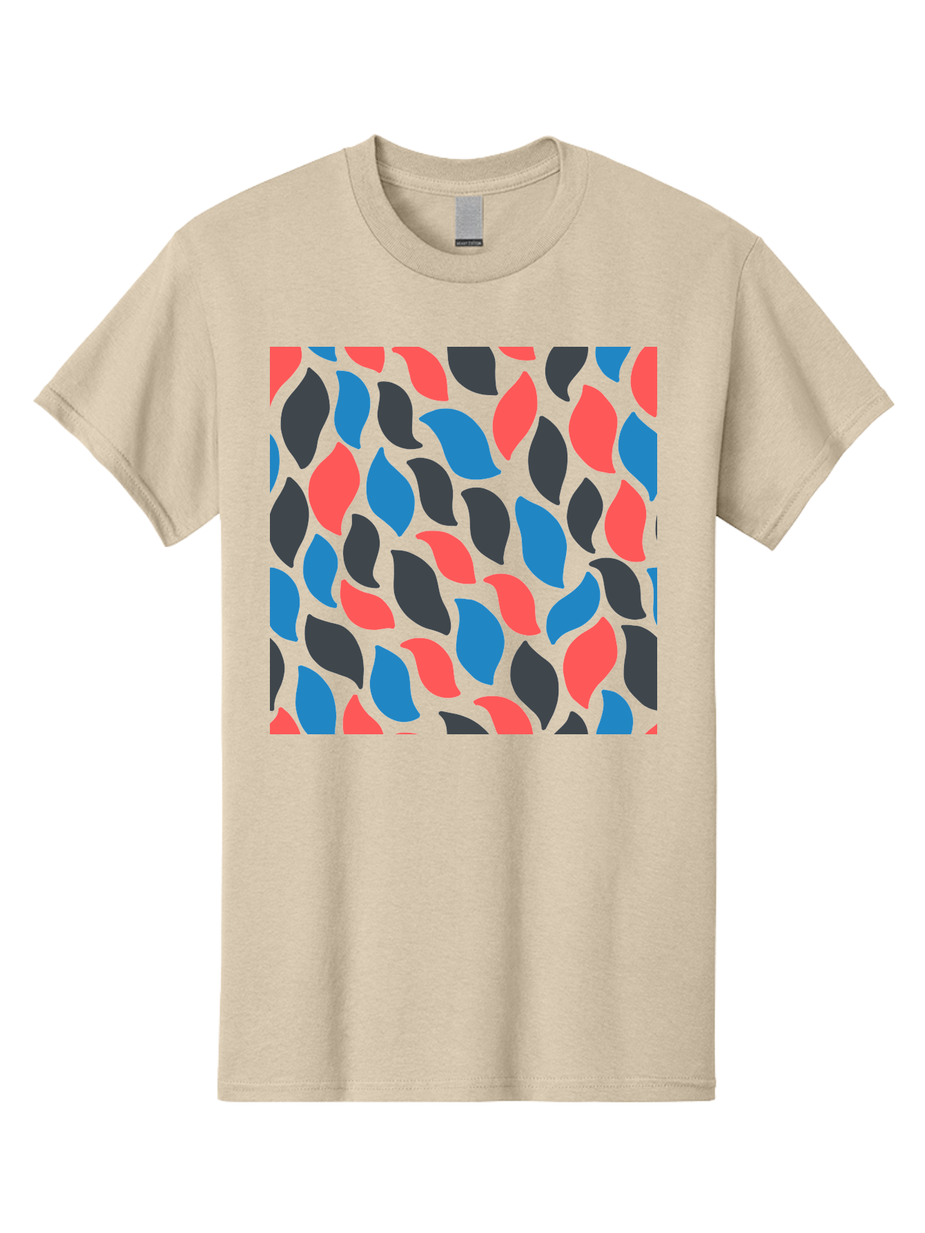 Red-Blue-Black-Leaves Men'S Graphic Tee, 100% Cotton, Comfortable Casual Summer Wear, Machine Washable, Colorful Leaf Pattern, Abstract Design, Red Blue Black Leaves, Vibrant Colors, Modern Art, Leaf Motif, Graphic Design, Creative Pattern, Aab781 21