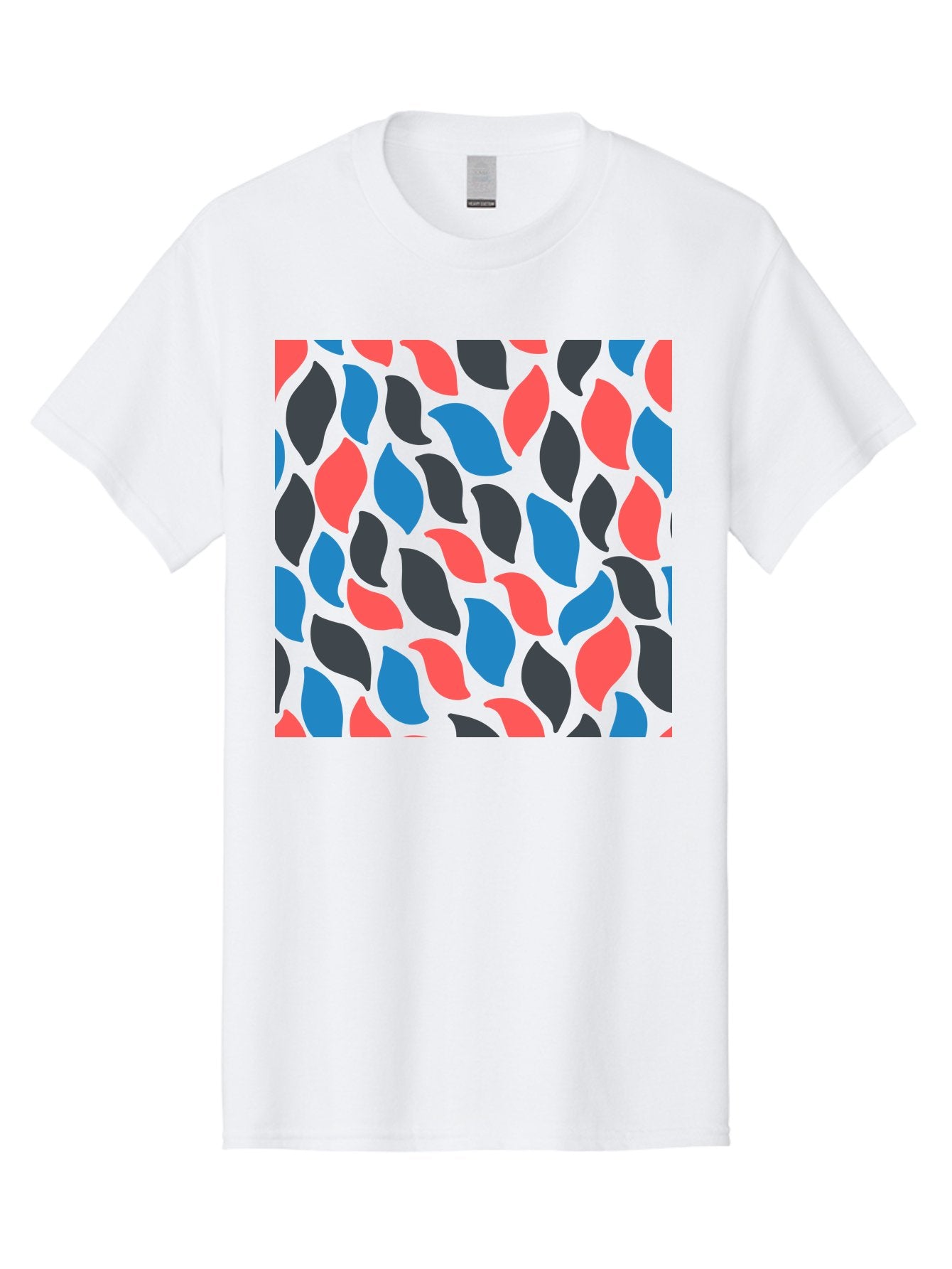 Red-Blue-Black-Leaves Men'S Graphic Tee, 100% Cotton, Comfortable Casual Summer Wear, Machine Washable, Colorful Leaf Pattern, Abstract Design, Red Blue Black Leaves, Vibrant Colors, Modern Art, Leaf Motif, Graphic Design, Creative Pattern, Aab781 10