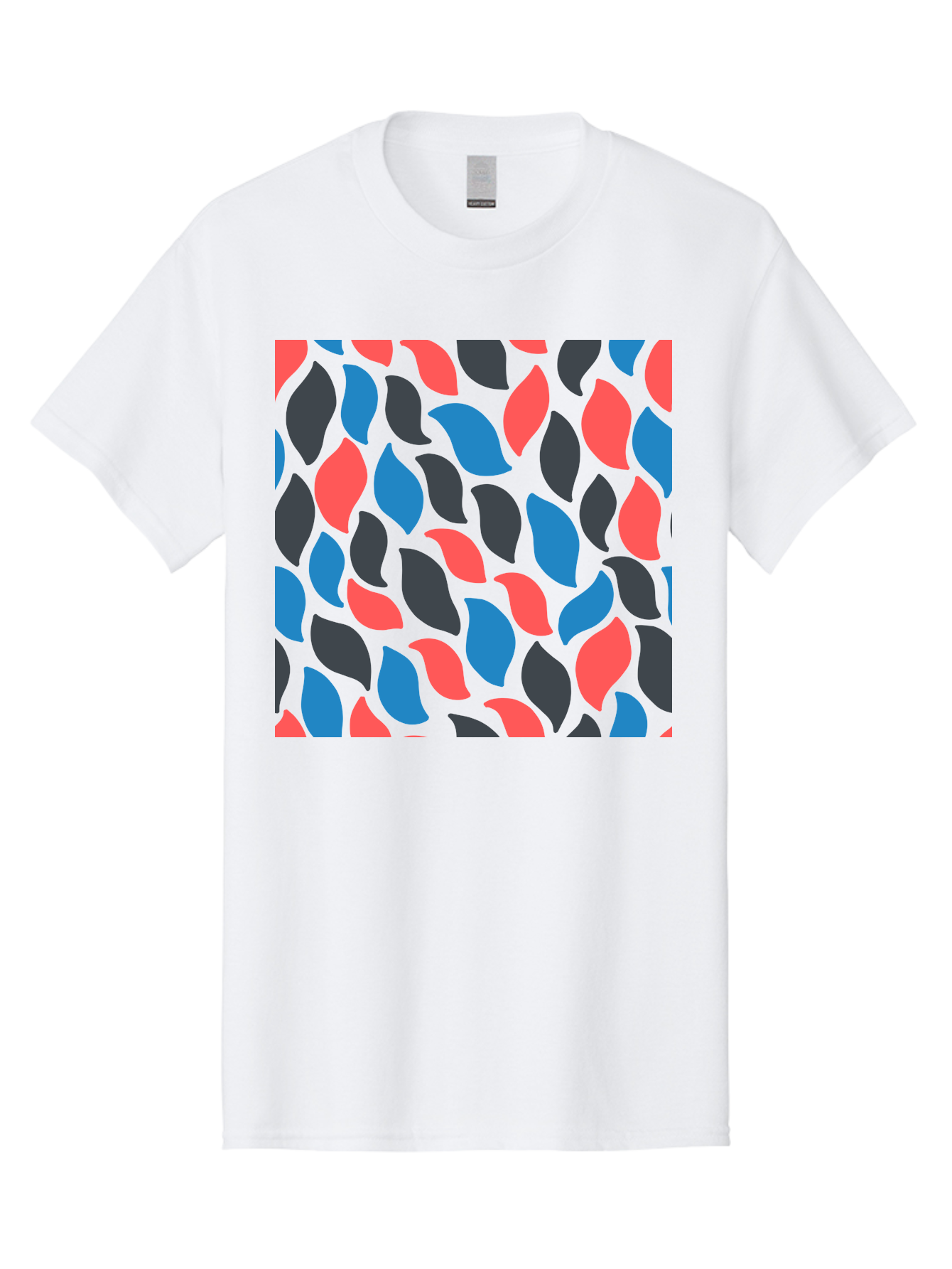Red-Blue-Black-Leaves Men'S Graphic Tee, 100% Cotton, Comfortable Casual Summer Wear, Machine Washable, Colorful Leaf Pattern, Abstract Design, Red Blue Black Leaves, Vibrant Colors, Modern Art, Leaf Motif, Graphic Design, Creative Pattern, Aab781 27