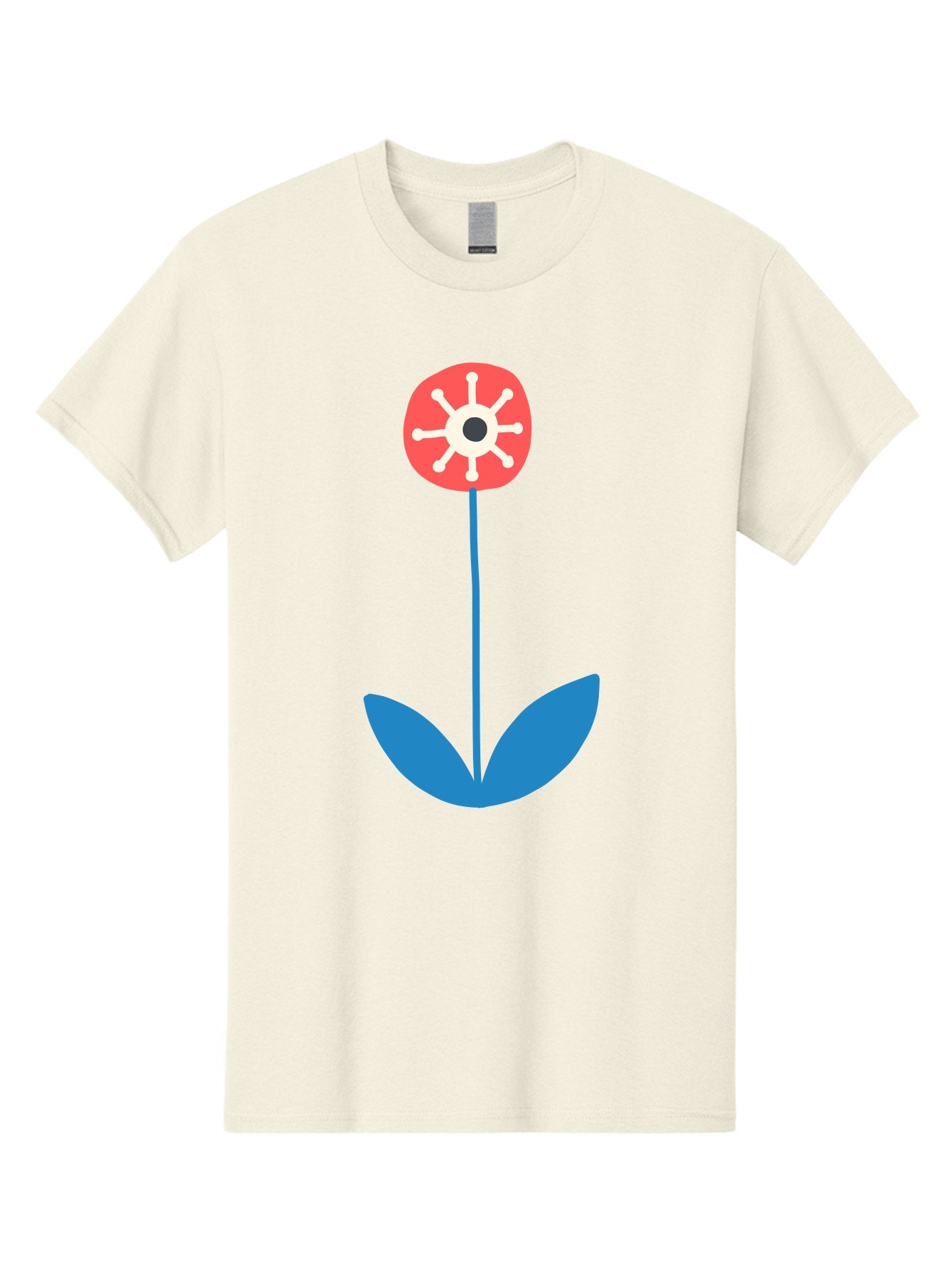Red-Flower Men'S Graphic Tee, 100% Cotton, Comfortable Casual Summer Wear, Machine Washable, Simple Flower Design, Minimalist Art, Red Flower, Blue Leaves, White Petals, Graphic Illustration, Modern Style, Symbolic Flower, Aab784 10