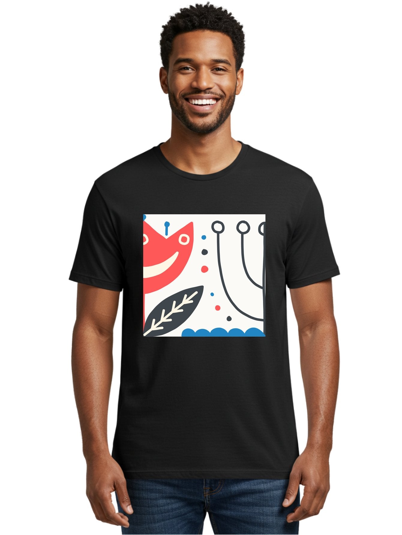 Red-Fox Men'S Graphic Tee, 100% Cotton, Comfortable Casual Summer Wear, Machine Washable, Red Fox Character, Abstract Art, Whimsical Design, Minimalist Style, Playful Illustration, Cute Cartoon, Modern Graphic, Digital Artwork, Funny Animal, Aab786 28