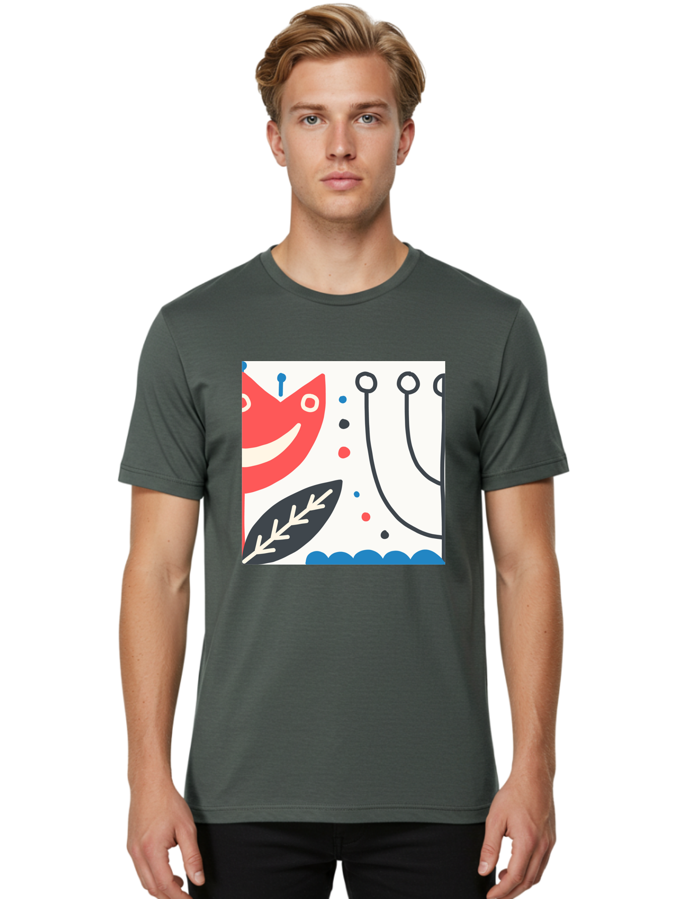 Red-Fox Men'S Graphic Tee, 100% Cotton, Comfortable Casual Summer Wear, Machine Washable, Red Fox Character, Abstract Art, Whimsical Design, Minimalist Style, Playful Illustration, Cute Cartoon, Modern Graphic, Digital Artwork, Funny Animal, Aab786 18