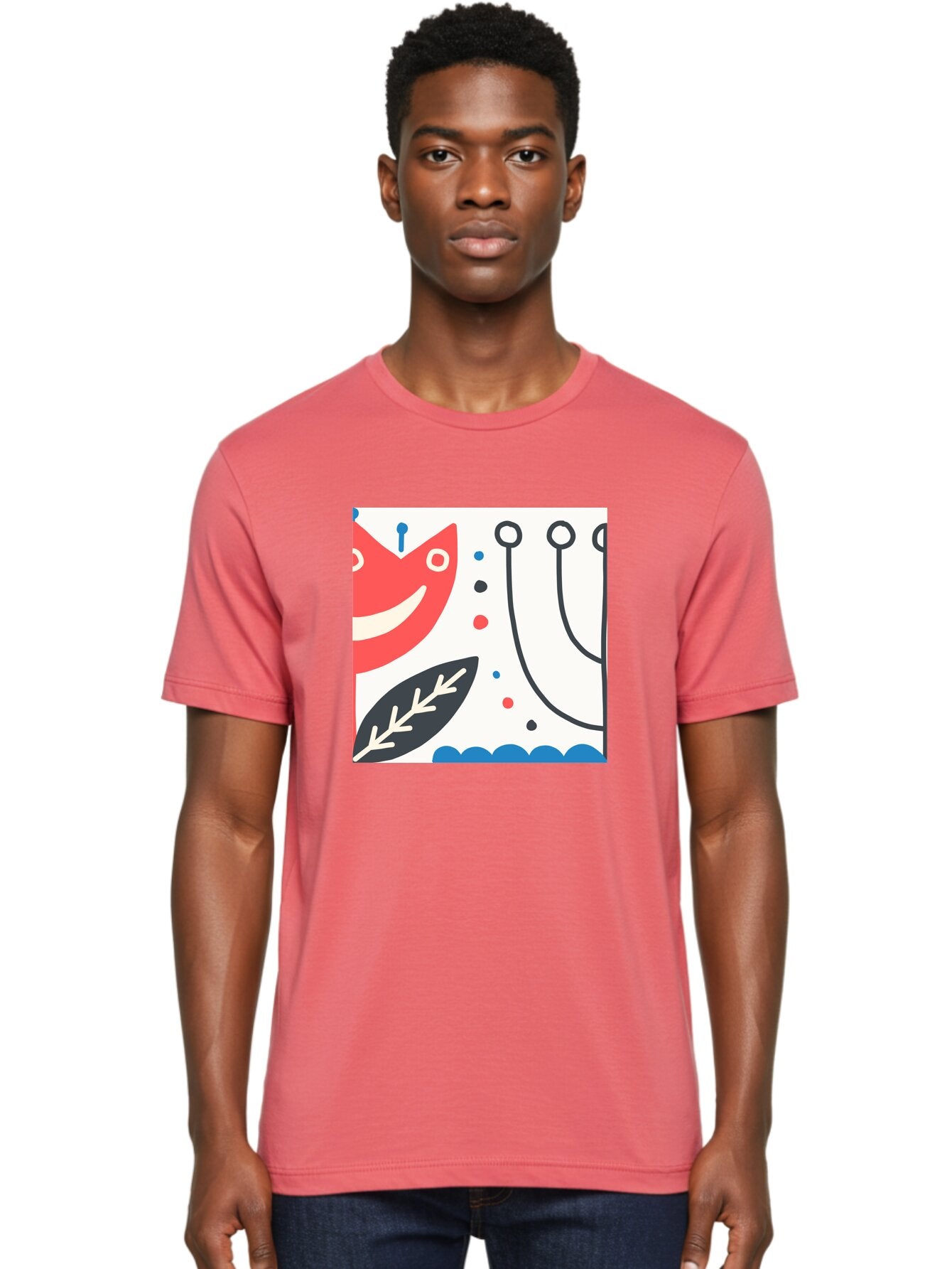 Red-Fox Men'S Graphic Tee, 100% Cotton, Comfortable Casual Summer Wear, Machine Washable, Red Fox Character, Abstract Art, Whimsical Design, Minimalist Style, Playful Illustration, Cute Cartoon, Modern Graphic, Digital Artwork, Funny Animal, Aab786 20