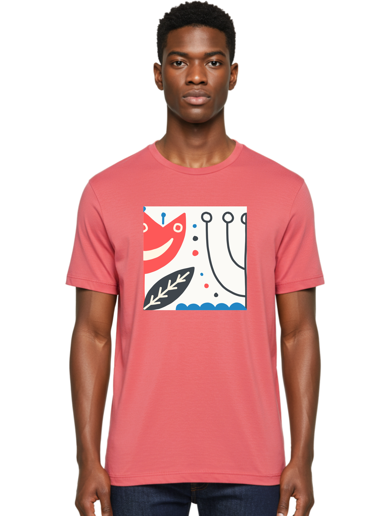 Red-Fox Men'S Graphic Tee, 100% Cotton, Comfortable Casual Summer Wear, Machine Washable, Red Fox Character, Abstract Art, Whimsical Design, Minimalist Style, Playful Illustration, Cute Cartoon, Modern Graphic, Digital Artwork, Funny Animal, Aab786 30