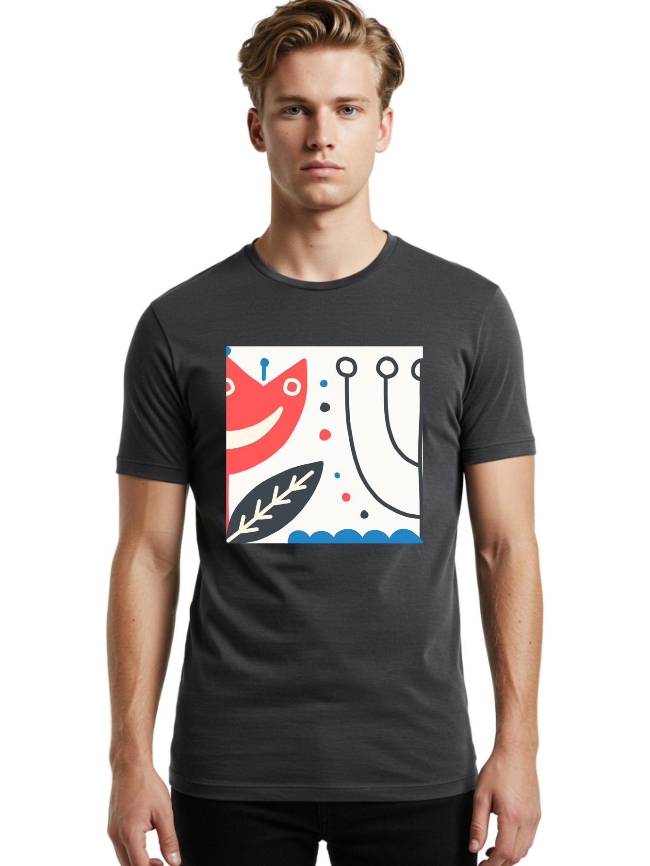 Red-Fox Men'S Graphic Tee, 100% Cotton, Comfortable Casual Summer Wear, Machine Washable, Red Fox Character, Abstract Art, Whimsical Design, Minimalist Style, Playful Illustration, Cute Cartoon, Modern Graphic, Digital Artwork, Funny Animal, Aab786 18