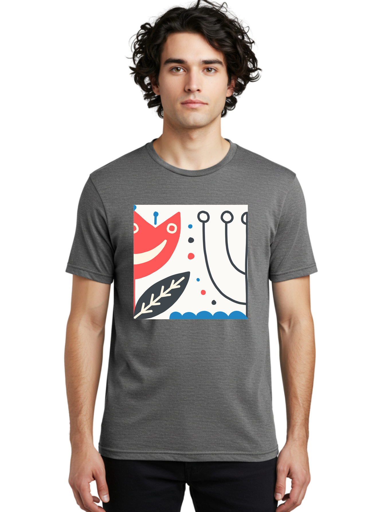 Red-Fox Men'S Graphic Tee, 100% Cotton, Comfortable Casual Summer Wear, Machine Washable, Red Fox Character, Abstract Art, Whimsical Design, Minimalist Style, Playful Illustration, Cute Cartoon, Modern Graphic, Digital Artwork, Funny Animal, Aab786 4