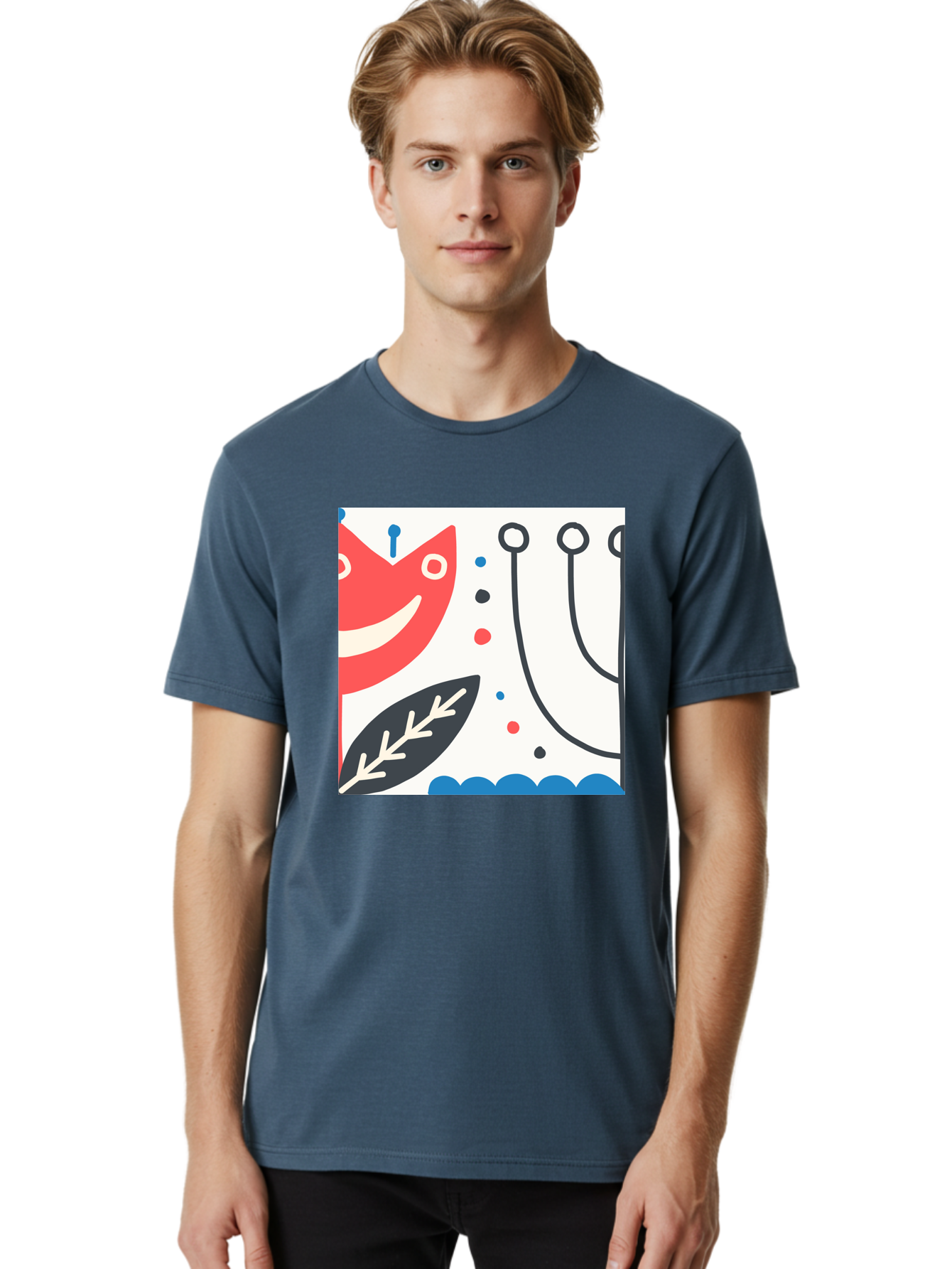 Red-Fox Men'S Graphic Tee, 100% Cotton, Comfortable Casual Summer Wear, Machine Washable, Red Fox Character, Abstract Art, Whimsical Design, Minimalist Style, Playful Illustration, Cute Cartoon, Modern Graphic, Digital Artwork, Funny Animal, Aab786 16