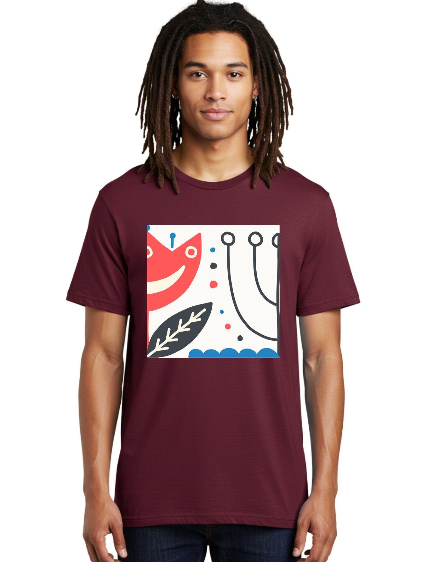 Red-Fox Men'S Graphic Tee, 100% Cotton, Comfortable Casual Summer Wear, Machine Washable, Red Fox Character, Abstract Art, Whimsical Design, Minimalist Style, Playful Illustration, Cute Cartoon, Modern Graphic, Digital Artwork, Funny Animal, Aab786 16