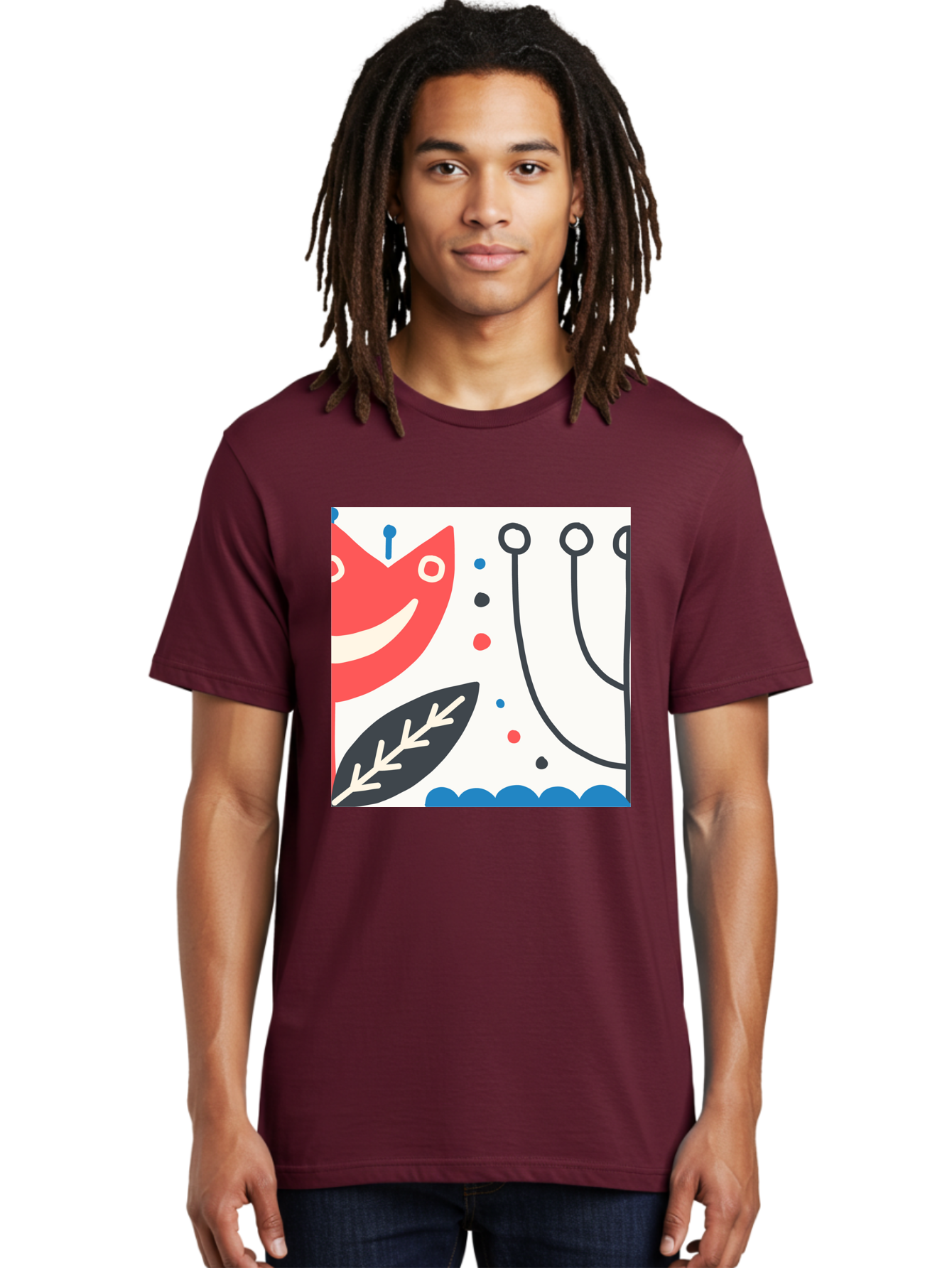 Red-Fox Men'S Graphic Tee, 100% Cotton, Comfortable Casual Summer Wear, Machine Washable, Red Fox Character, Abstract Art, Whimsical Design, Minimalist Style, Playful Illustration, Cute Cartoon, Modern Graphic, Digital Artwork, Funny Animal, Aab786 26