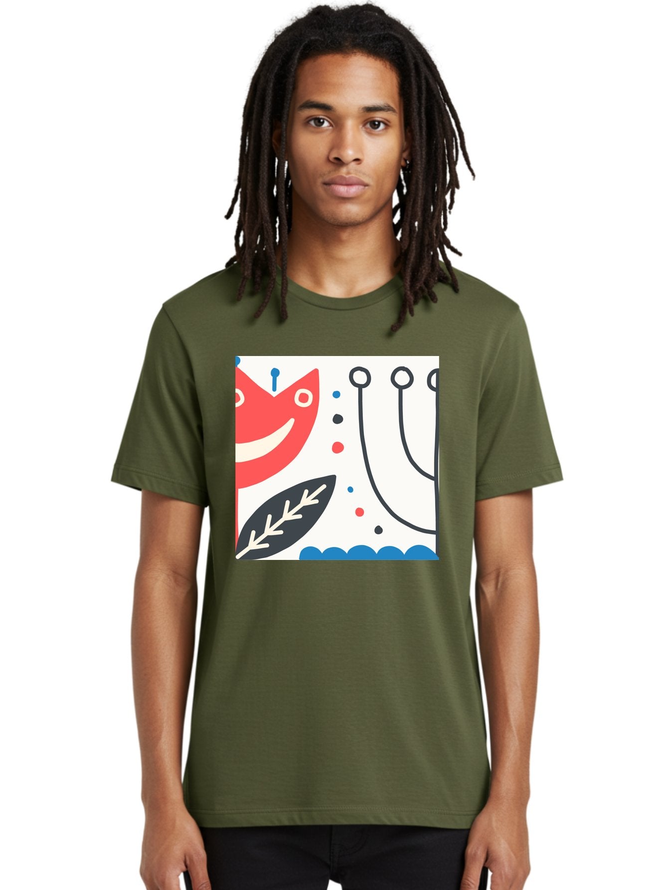 Red-Fox Men'S Graphic Tee, 100% Cotton, Comfortable Casual Summer Wear, Machine Washable, Red Fox Character, Abstract Art, Whimsical Design, Minimalist Style, Playful Illustration, Cute Cartoon, Modern Graphic, Digital Artwork, Funny Animal, Aab786 25