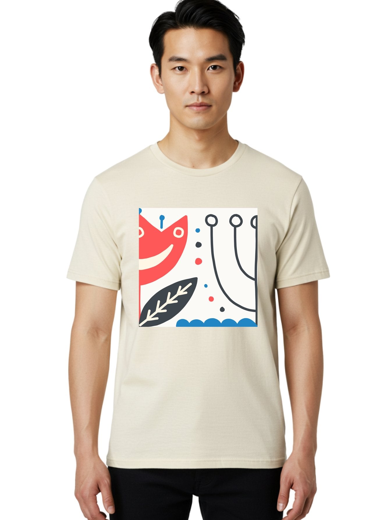 Red-Fox Men'S Graphic Tee, 100% Cotton, Comfortable Casual Summer Wear, Machine Washable, Red Fox Character, Abstract Art, Whimsical Design, Minimalist Style, Playful Illustration, Cute Cartoon, Modern Graphic, Digital Artwork, Funny Animal, Aab786 17