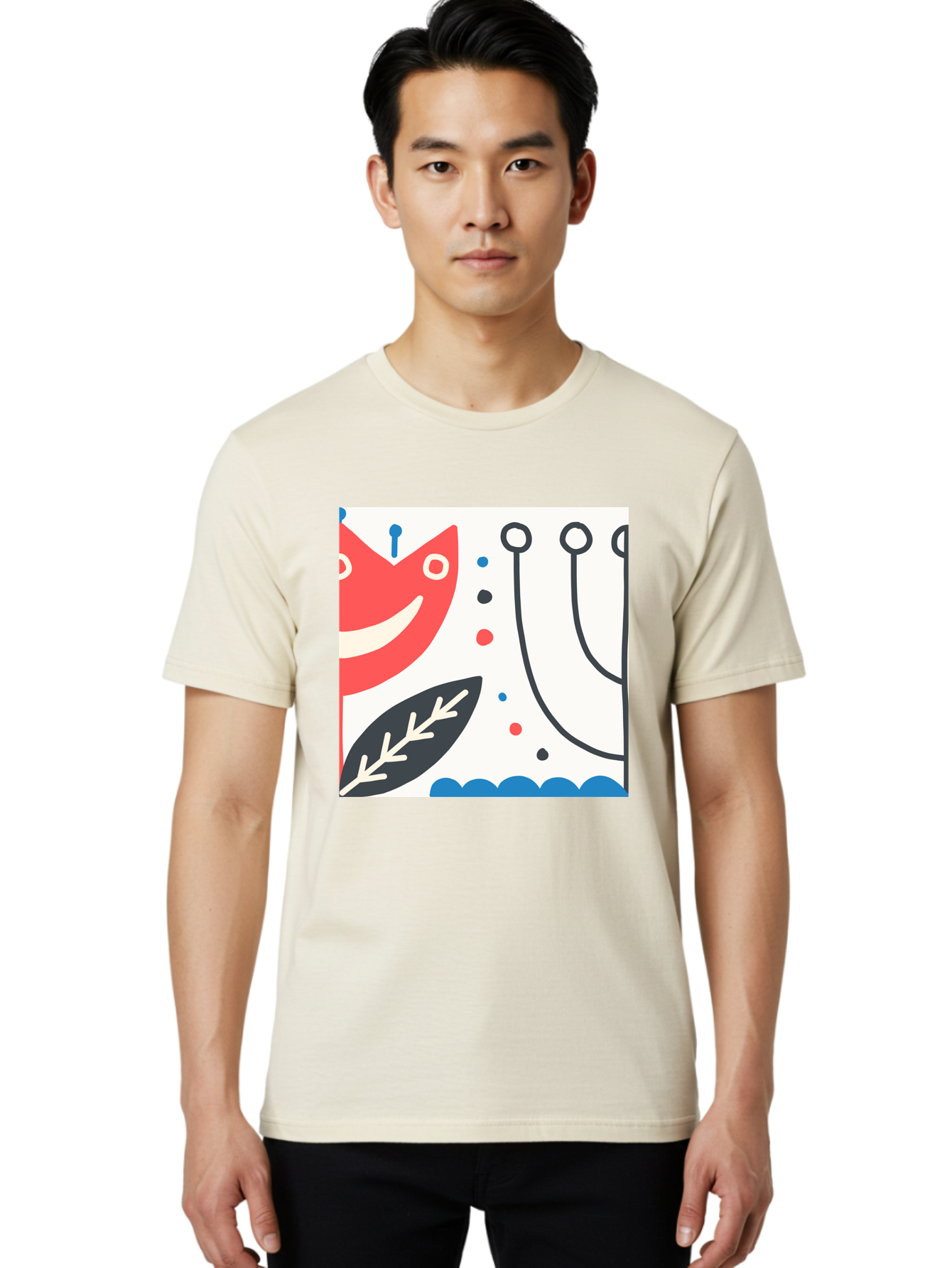 Red-Fox Men'S Graphic Tee, 100% Cotton, Comfortable Casual Summer Wear, Machine Washable, Red Fox Character, Abstract Art, Whimsical Design, Minimalist Style, Playful Illustration, Cute Cartoon, Modern Graphic, Digital Artwork, Funny Animal, Aab786 28