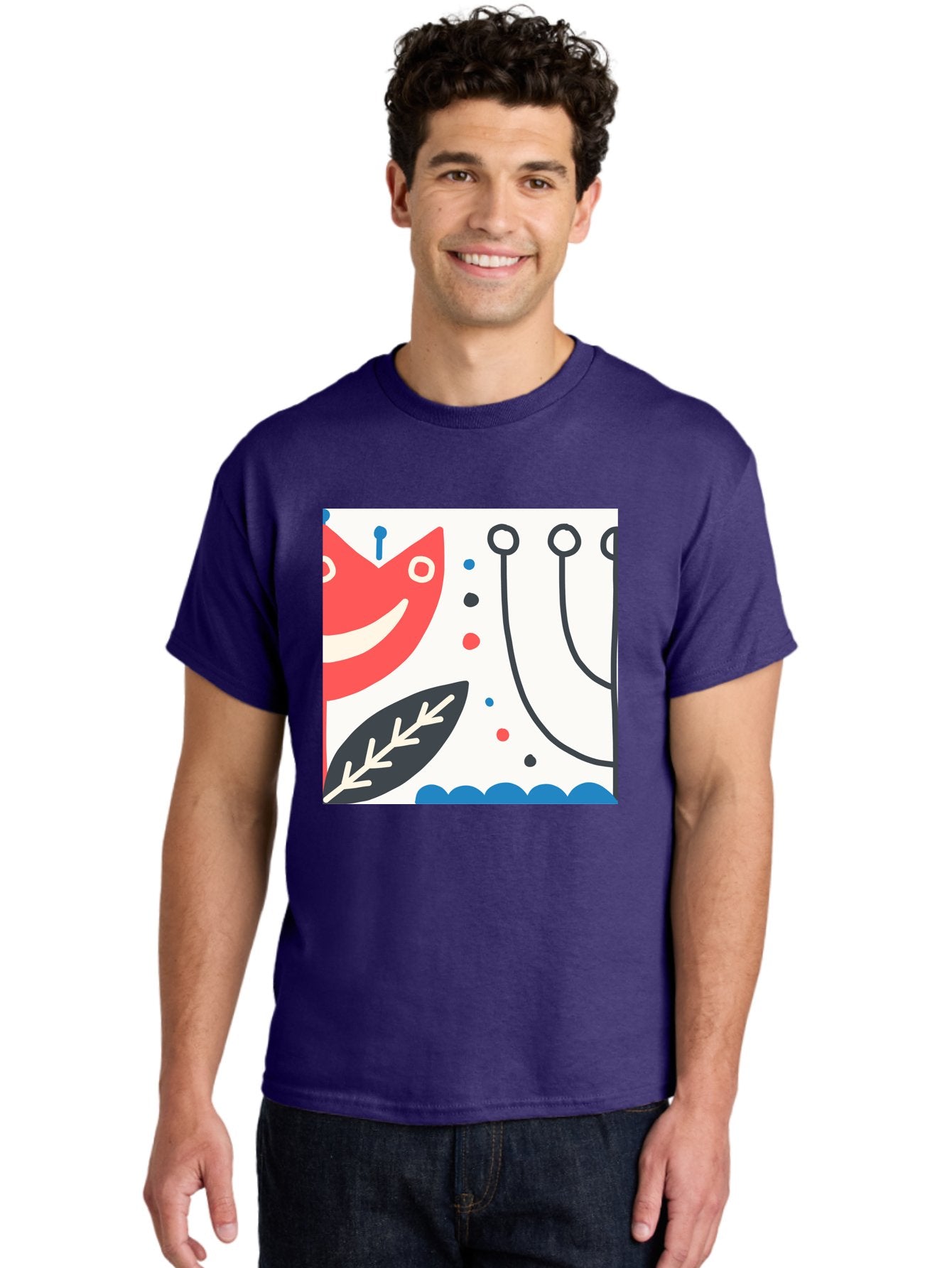 Red-Fox Men'S Graphic Tee, 100% Cotton, Comfortable Casual Summer Wear, Machine Washable, Red Fox Character, Abstract Art, Whimsical Design, Minimalist Style, Playful Illustration, Cute Cartoon, Modern Graphic, Digital Artwork, Funny Animal, Aab786 27