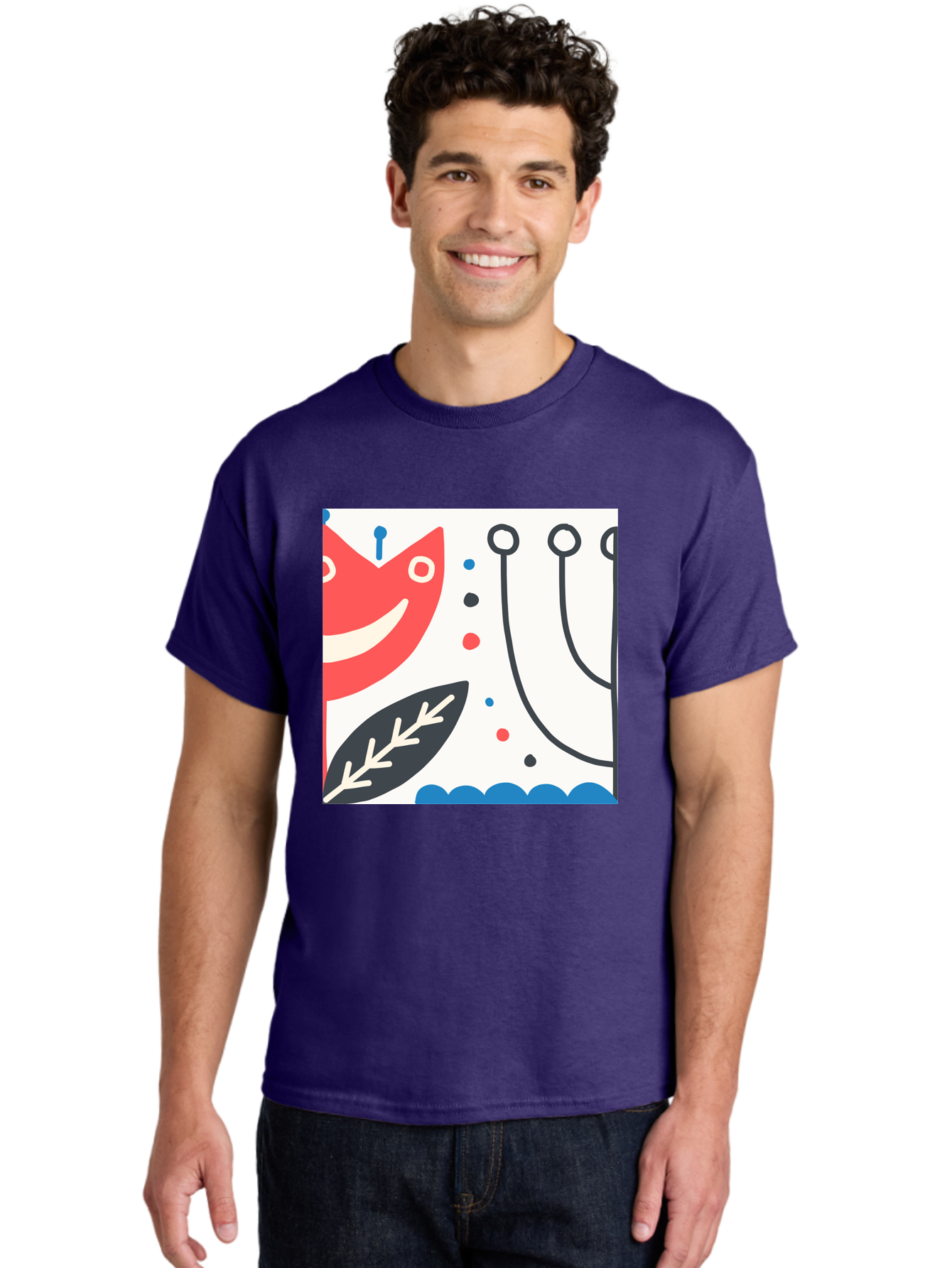 Red-Fox Men'S Graphic Tee, 100% Cotton, Comfortable Casual Summer Wear, Machine Washable, Red Fox Character, Abstract Art, Whimsical Design, Minimalist Style, Playful Illustration, Cute Cartoon, Modern Graphic, Digital Artwork, Funny Animal, Aab786 8