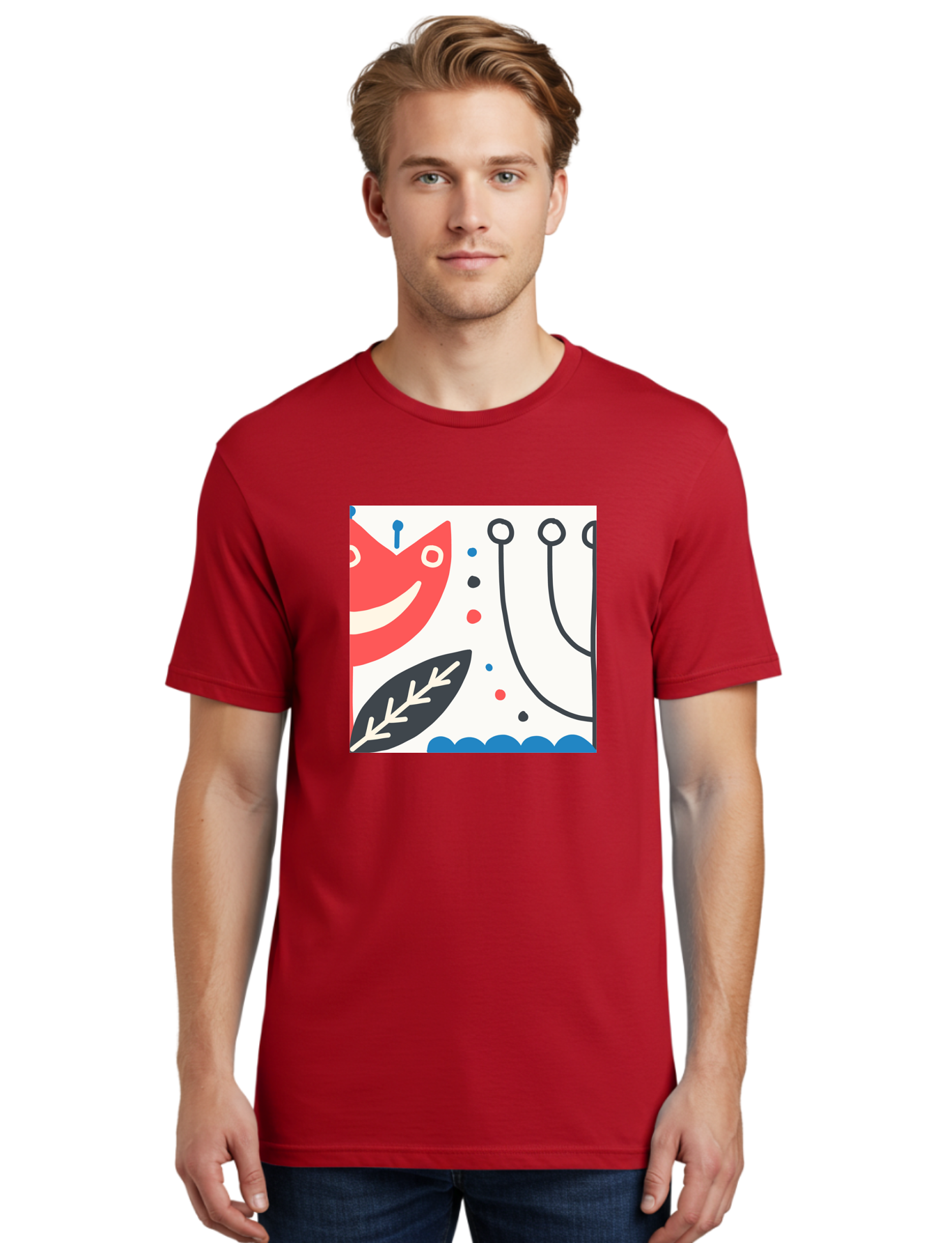 Red-Fox Men'S Graphic Tee, 100% Cotton, Comfortable Casual Summer Wear, Machine Washable, Red Fox Character, Abstract Art, Whimsical Design, Minimalist Style, Playful Illustration, Cute Cartoon, Modern Graphic, Digital Artwork, Funny Animal, Aab786 14