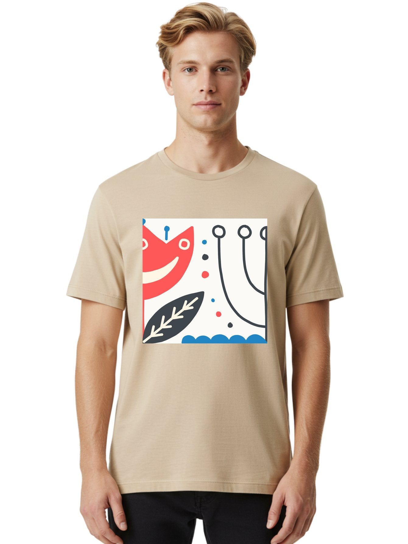 Red-Fox Men'S Graphic Tee, 100% Cotton, Comfortable Casual Summer Wear, Machine Washable, Red Fox Character, Abstract Art, Whimsical Design, Minimalist Style, Playful Illustration, Cute Cartoon, Modern Graphic, Digital Artwork, Funny Animal, Aab786 26