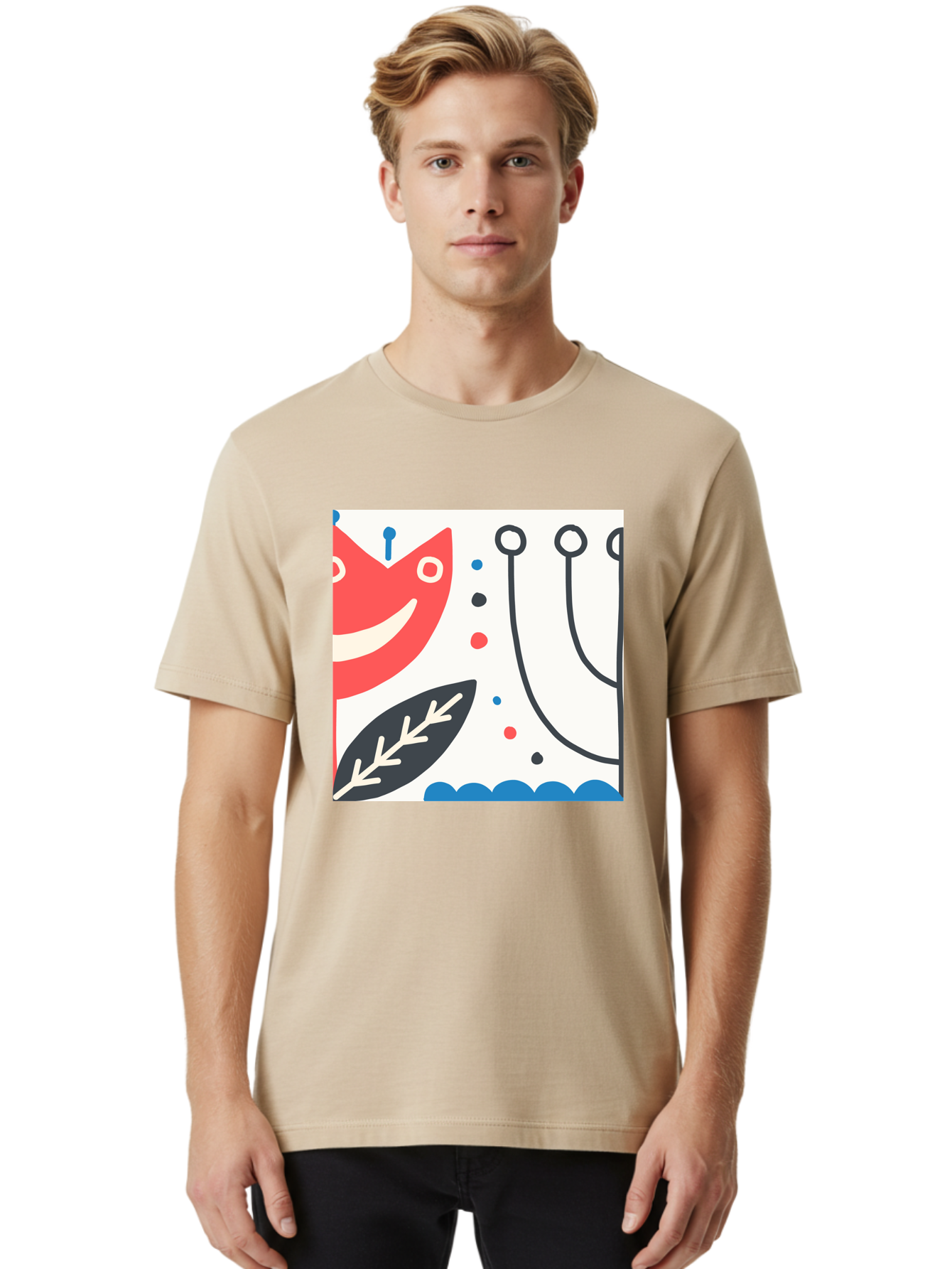 Red-Fox Men'S Graphic Tee, 100% Cotton, Comfortable Casual Summer Wear, Machine Washable, Red Fox Character, Abstract Art, Whimsical Design, Minimalist Style, Playful Illustration, Cute Cartoon, Modern Graphic, Digital Artwork, Funny Animal, Aab786 10