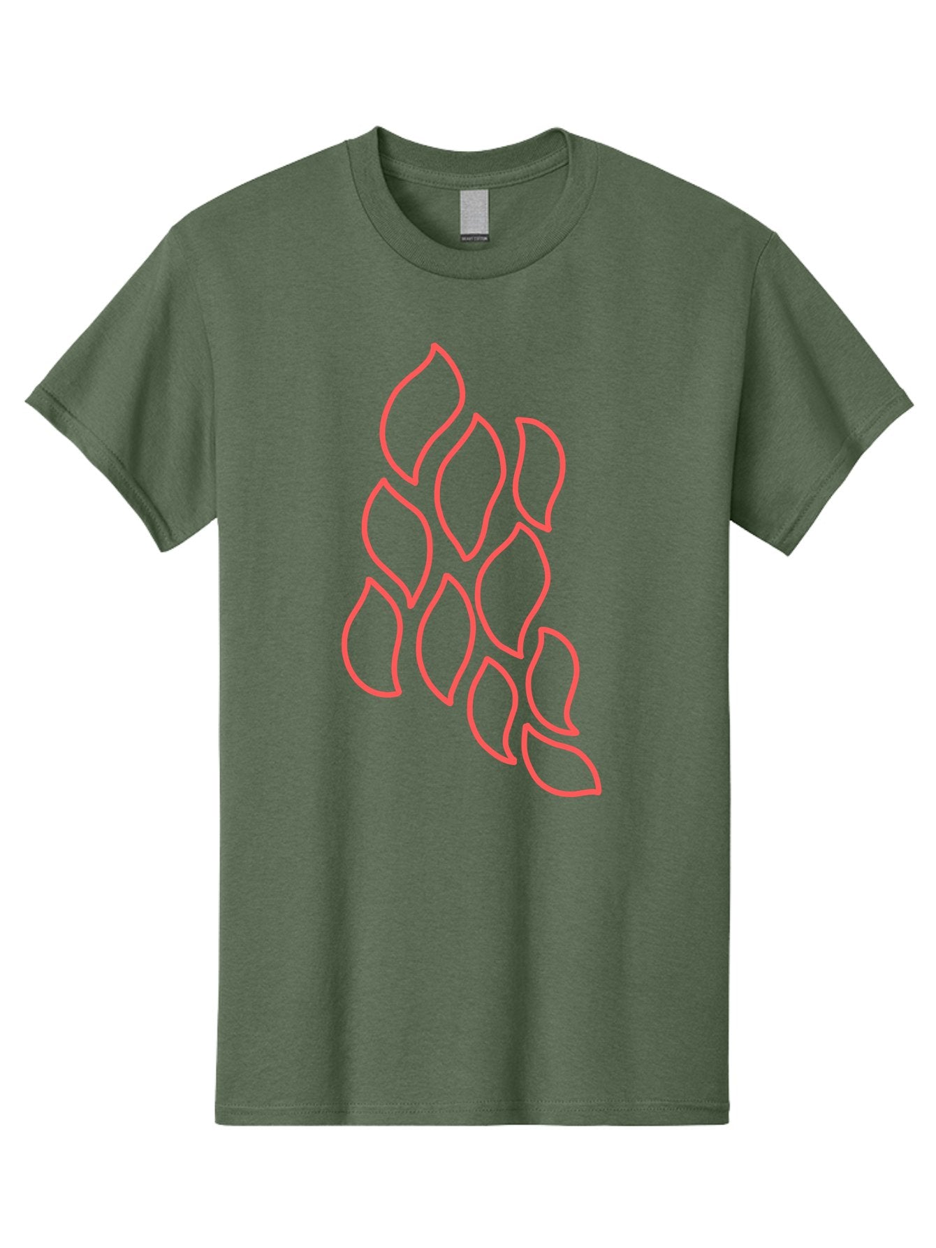 Red-Grapes Men'S Graphic Tee, 100% Cotton, Comfortable Casual Summer Wear, Machine Washable, Pink Leaves, Leafy Branch, Minimalist Design, Simple Shapes, Floral Element, Whimsical Art, Digital Illustration, Modern Graphics Aab787 3