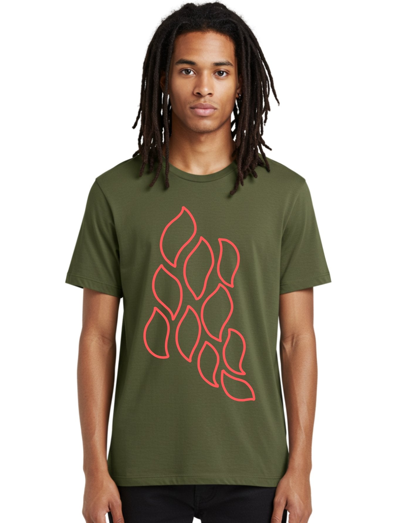 Red-Grapes Men'S Graphic Tee, 100% Cotton, Comfortable Casual Summer Wear, Machine Washable, Pink Leaves, Leafy Branch, Minimalist Design, Simple Shapes, Floral Element, Whimsical Art, Digital Illustration, Modern Graphics Aab787 18