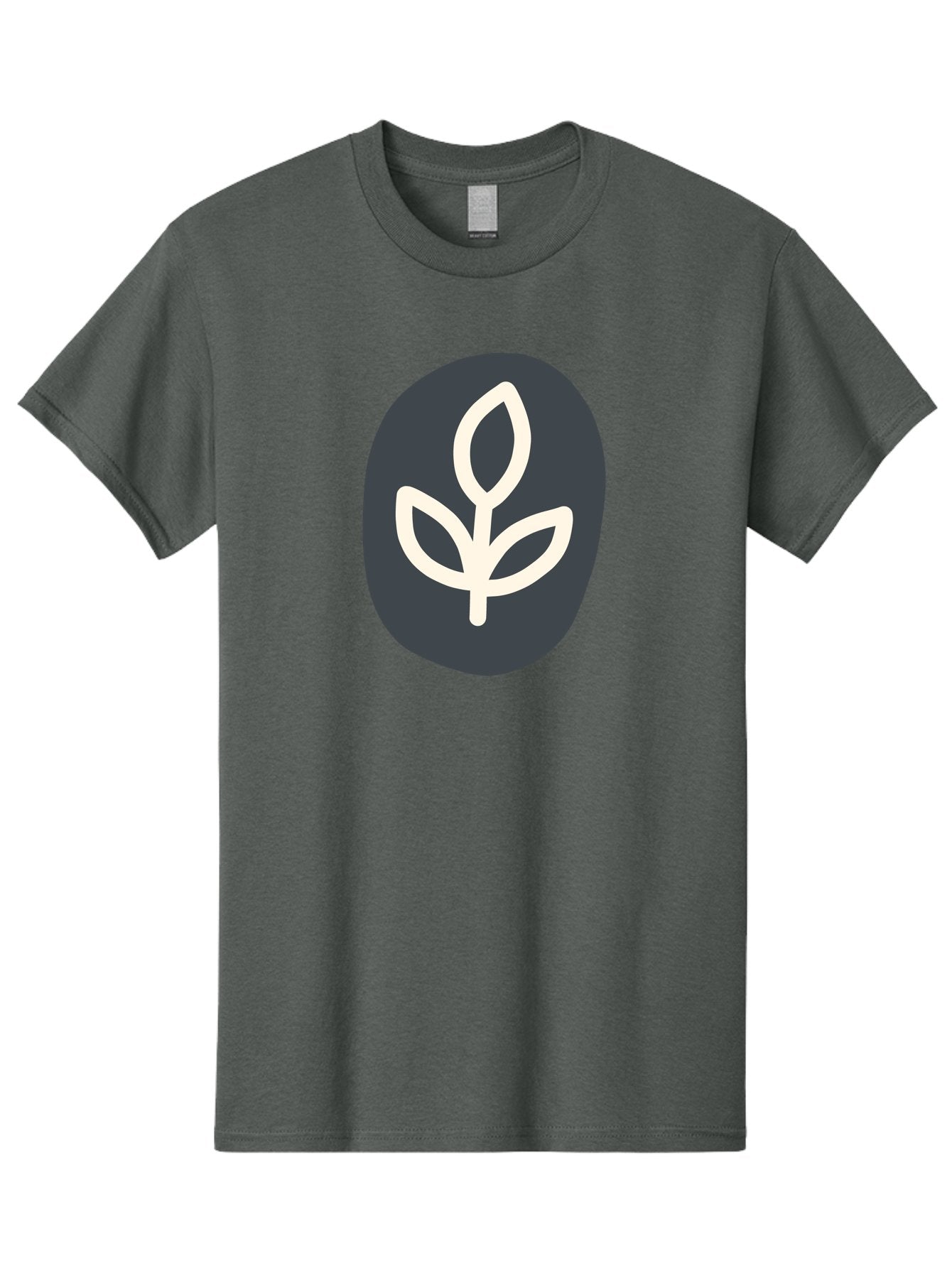 Sprouting-Seedling Men'S Graphic Tee, 100% Cotton, Comfortable Casual Summer Wear, Machine Washable, Simple Icon, Plant Symbol, Eco-Friendly Design, Minimalistic Style, Seedling Graphic, Nature-Inspired, White Plant On Dark Gray, Aab792 5