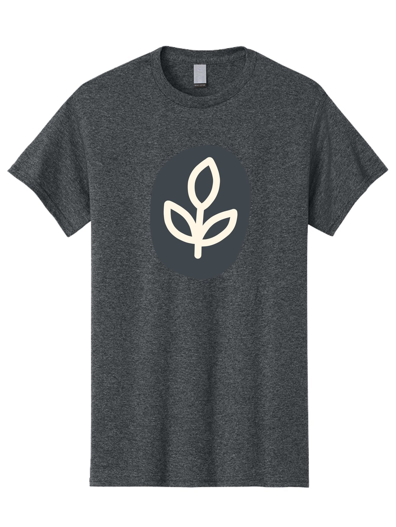 Sprouting-Seedling Men'S Graphic Tee, 100% Cotton, Comfortable Casual Summer Wear, Machine Washable, Simple Icon, Plant Symbol, Eco-Friendly Design, Minimalistic Style, Seedling Graphic, Nature-Inspired, White Plant On Dark Gray, Aab792