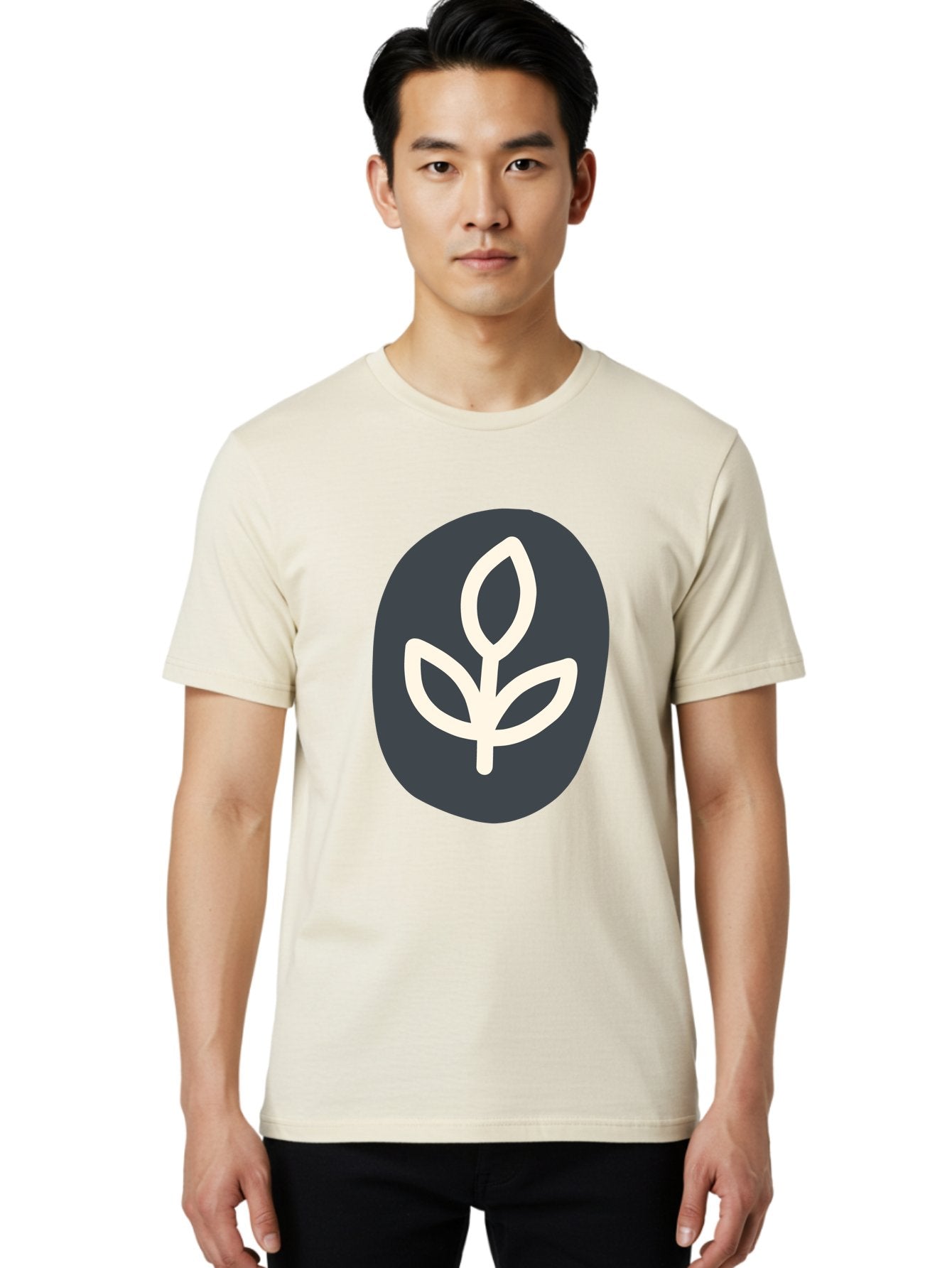 Sprouting-Seedling Men'S Graphic Tee, 100% Cotton, Comfortable Casual Summer Wear, Machine Washable, Simple Icon, Plant Symbol, Eco-Friendly Design, Minimalistic Style, Seedling Graphic, Nature-Inspired, White Plant On Dark Gray, Aab792 16