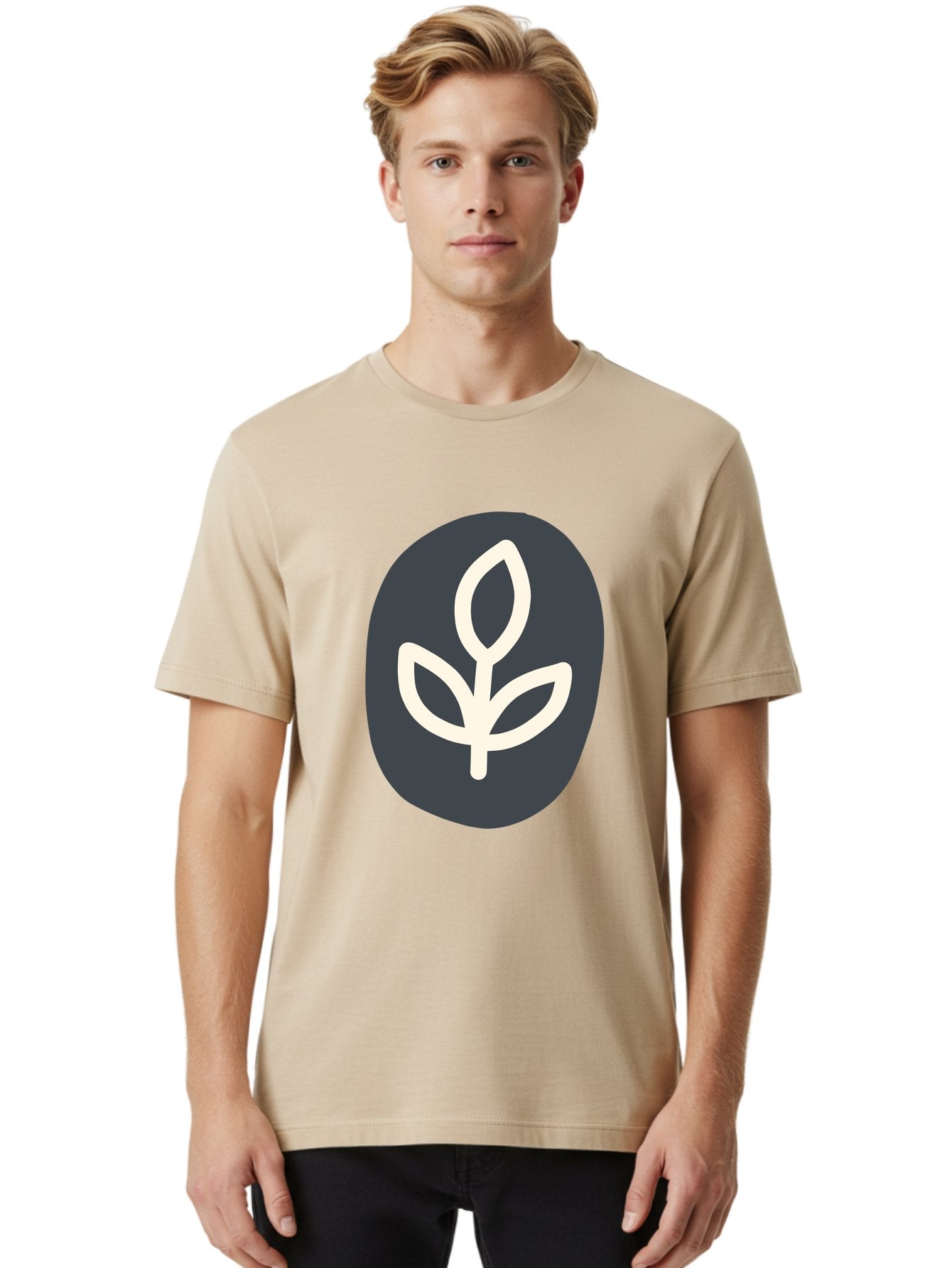 Sprouting-Seedling Men'S Graphic Tee, 100% Cotton, Comfortable Casual Summer Wear, Machine Washable, Simple Icon, Plant Symbol, Eco-Friendly Design, Minimalistic Style, Seedling Graphic, Nature-Inspired, White Plant On Dark Gray, Aab792 29