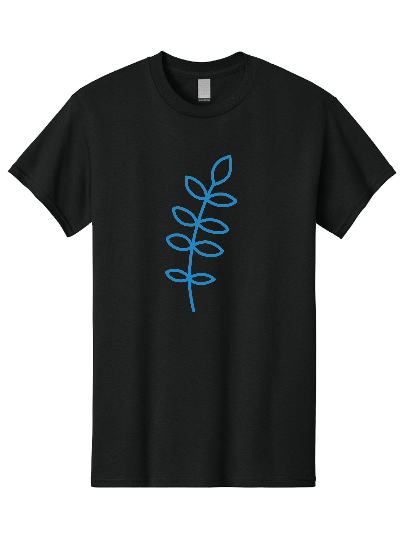 Stem-With-Leaves Men'S Graphic Tee, 100% Cotton, Comfortable Casual Summer Wear, Machine Washable, Simple Drawing, Blue Stem, Leaves, Minimalist Design, Stylized Plant, Childlike Illustration, Simple Shapes, Botanical Elements, Aab793 27