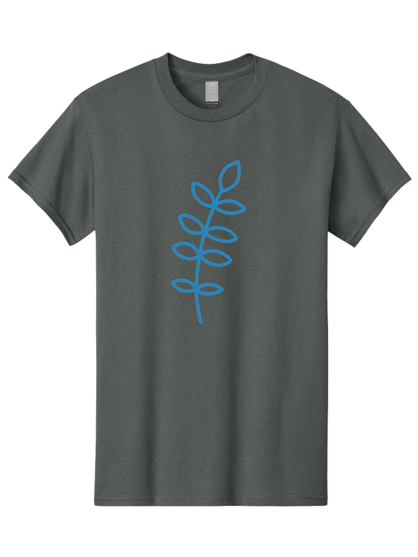 Stem-With-Leaves Men'S Graphic Tee, 100% Cotton, Comfortable Casual Summer Wear, Machine Washable, Simple Drawing, Blue Stem, Leaves, Minimalist Design, Stylized Plant, Childlike Illustration, Simple Shapes, Botanical Elements, Aab793 15
