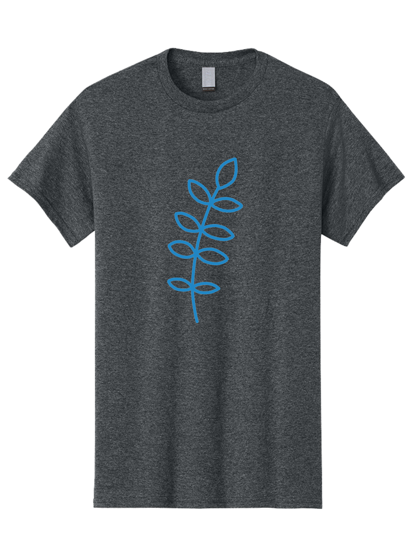 Stem-With-Leaves Men'S Graphic Tee, 100% Cotton, Comfortable Casual Summer Wear, Machine Washable, Simple Drawing, Blue Stem, Leaves, Minimalist Design, Stylized Plant, Childlike Illustration, Simple Shapes, Botanical Elements, Aab793 11