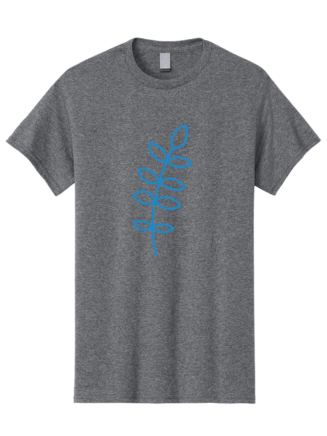 Stem-With-Leaves Men'S Graphic Tee, 100% Cotton, Comfortable Casual Summer Wear, Machine Washable, Simple Drawing, Blue Stem, Leaves, Minimalist Design, Stylized Plant, Childlike Illustration, Simple Shapes, Botanical Elements, Aab793 14