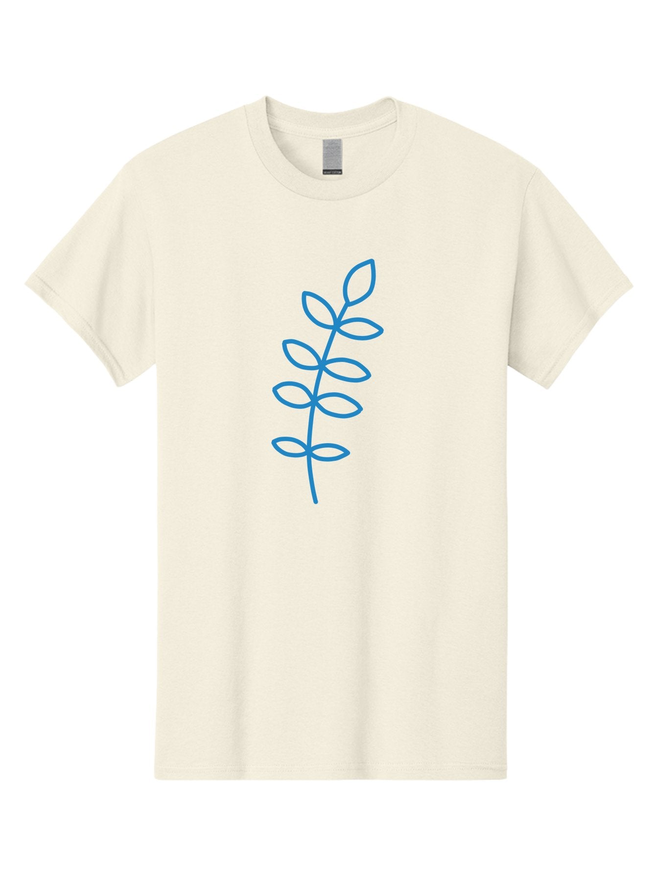 Stem-With-Leaves Men'S Graphic Tee, 100% Cotton, Comfortable Casual Summer Wear, Machine Washable, Simple Drawing, Blue Stem, Leaves, Minimalist Design, Stylized Plant, Childlike Illustration, Simple Shapes, Botanical Elements, Aab793 4