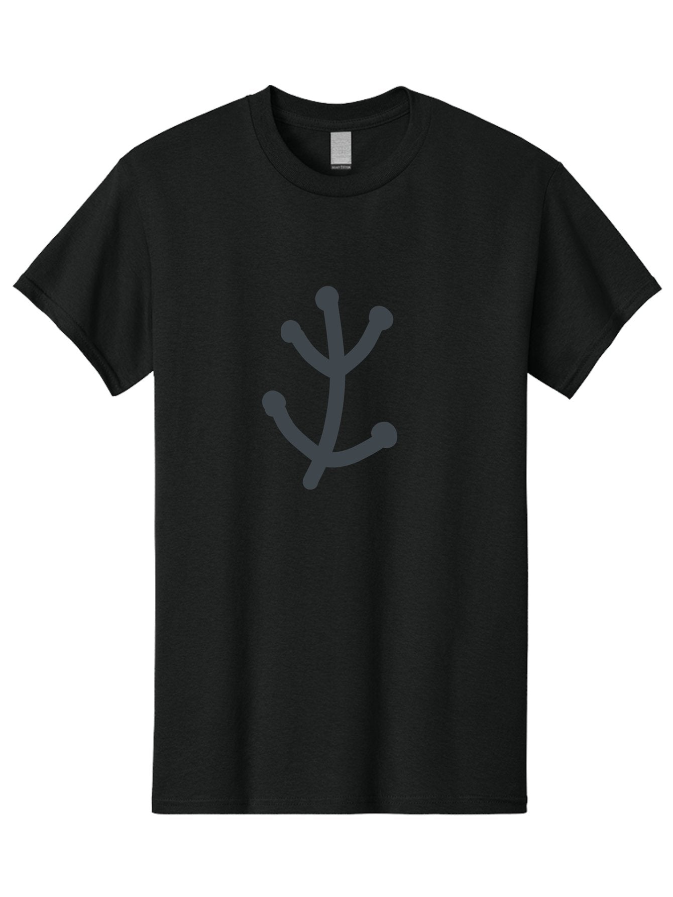 Stylized-Branch Men'S Graphic Tee, 100% Cotton, Comfortable Casual Summer Wear, Machine Washable, Stylized Trident Symbol, Dark Gray Icon, Minimalist Design, Abstract Shape, Futuristic Logo, Simple Graphics, Monochrome Icon, Symbolic Imagery, Aab794 8