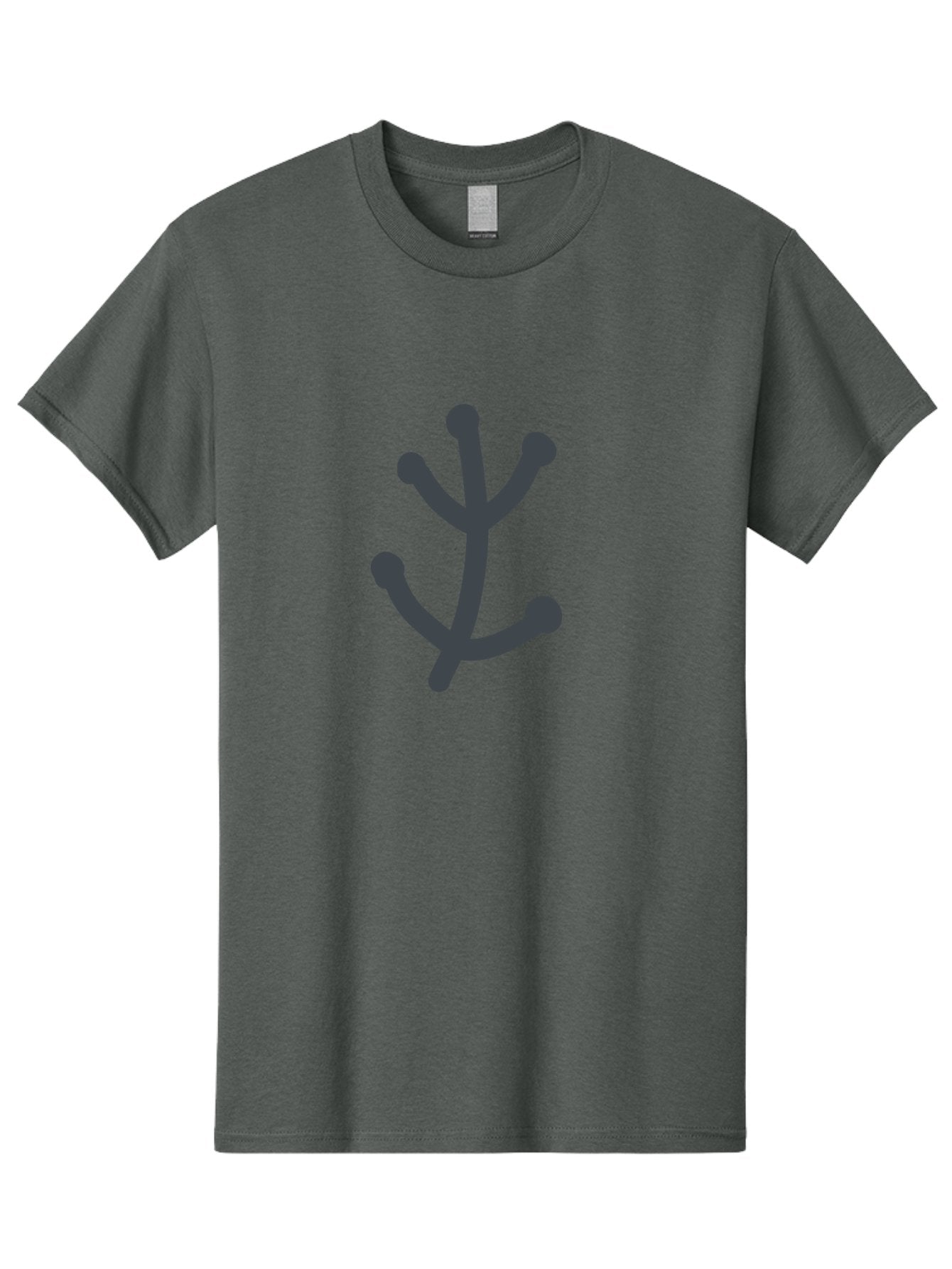 Stylized-Branch Men'S Graphic Tee, 100% Cotton, Comfortable Casual Summer Wear, Machine Washable, Stylized Trident Symbol, Dark Gray Icon, Minimalist Design, Abstract Shape, Futuristic Logo, Simple Graphics, Monochrome Icon, Symbolic Imagery, Aab794 5