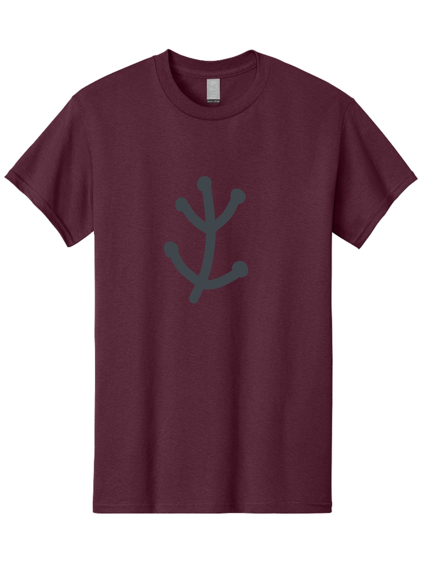 Stylized-Branch Men'S Graphic Tee, 100% Cotton, Comfortable Casual Summer Wear, Machine Washable, Stylized Trident Symbol, Dark Gray Icon, Minimalist Design, Abstract Shape, Futuristic Logo, Simple Graphics, Monochrome Icon, Symbolic Imagery, Aab794 4