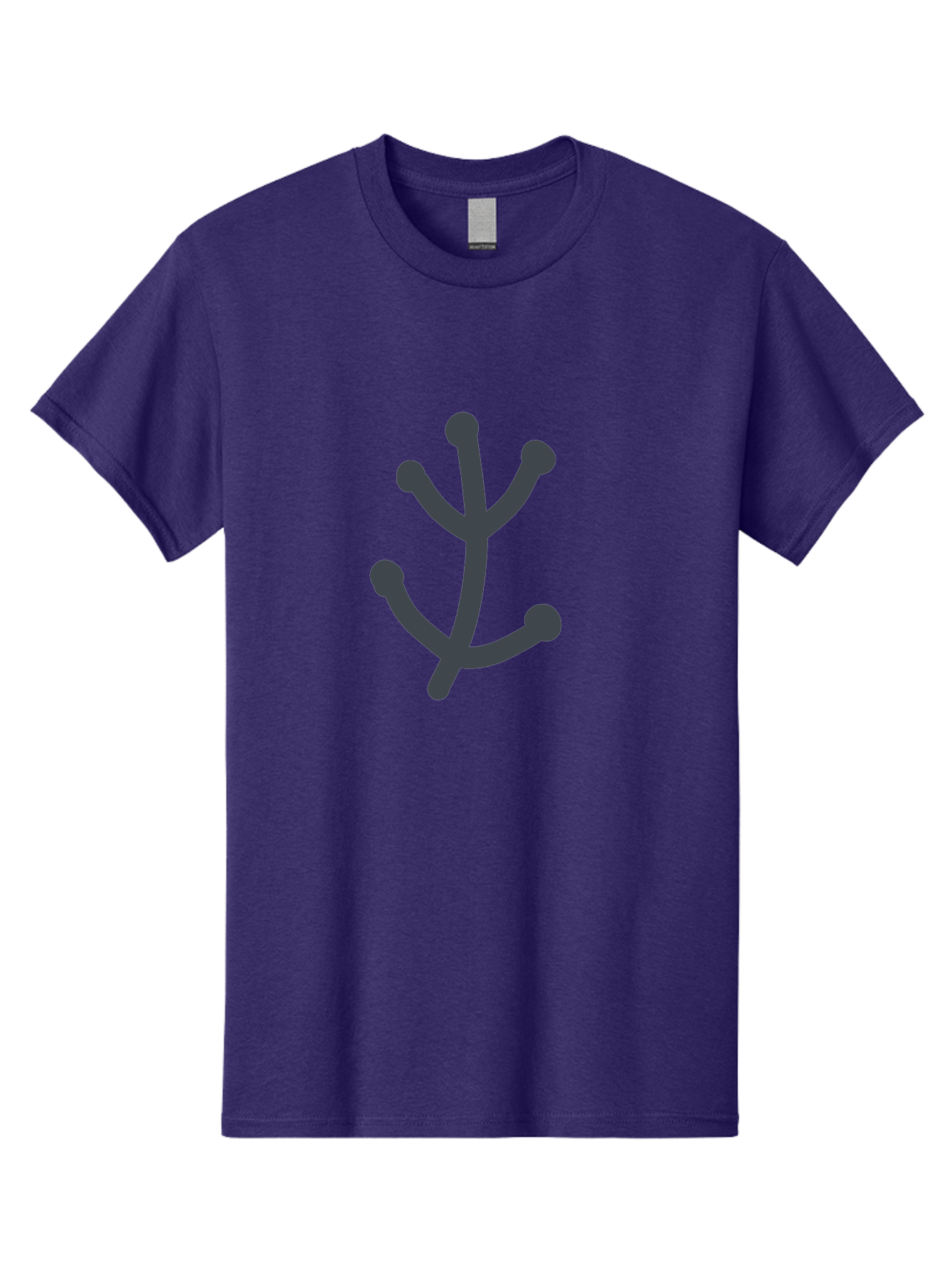 Stylized-Branch Men'S Graphic Tee, 100% Cotton, Comfortable Casual Summer Wear, Machine Washable, Stylized Trident Symbol, Dark Gray Icon, Minimalist Design, Abstract Shape, Futuristic Logo, Simple Graphics, Monochrome Icon, Symbolic Imagery, Aab794