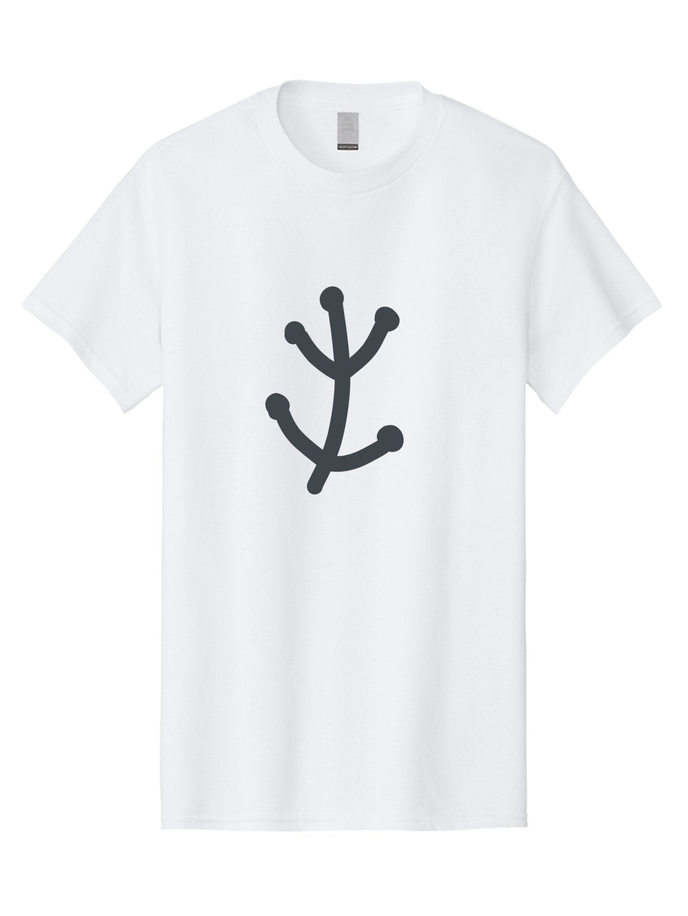 Stylized-Branch Men'S Graphic Tee, 100% Cotton, Comfortable Casual Summer Wear, Machine Washable, Stylized Trident Symbol, Dark Gray Icon, Minimalist Design, Abstract Shape, Futuristic Logo, Simple Graphics, Monochrome Icon, Symbolic Imagery, Aab794